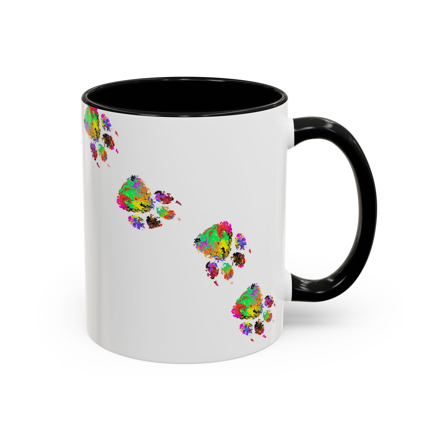 Colorful Paw Print Coffee Mug — Vibrant Pet Lover Accent Mug (11/15oz)