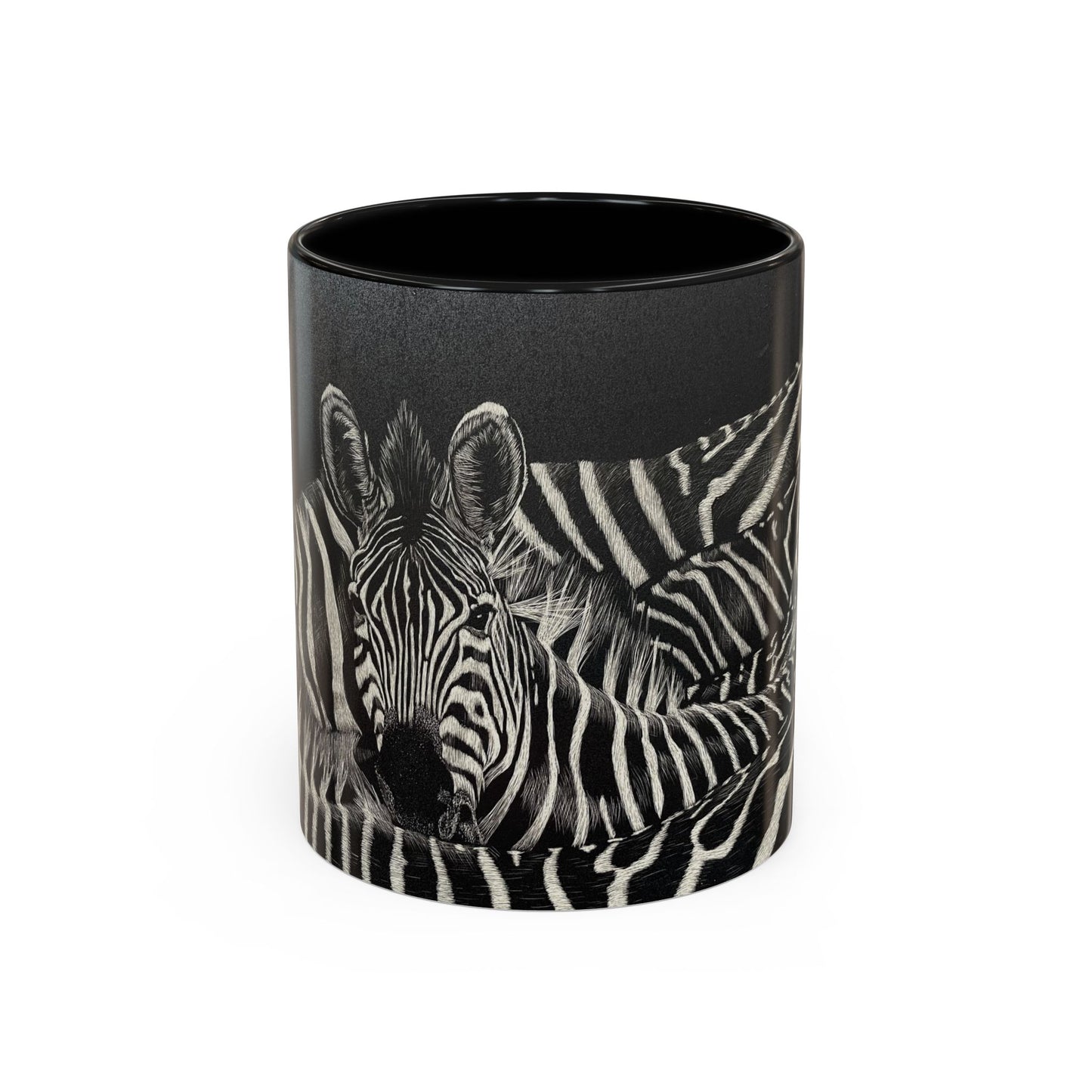 Zebra Stripe Accent Coffee Mug — Black Interior 11/15oz