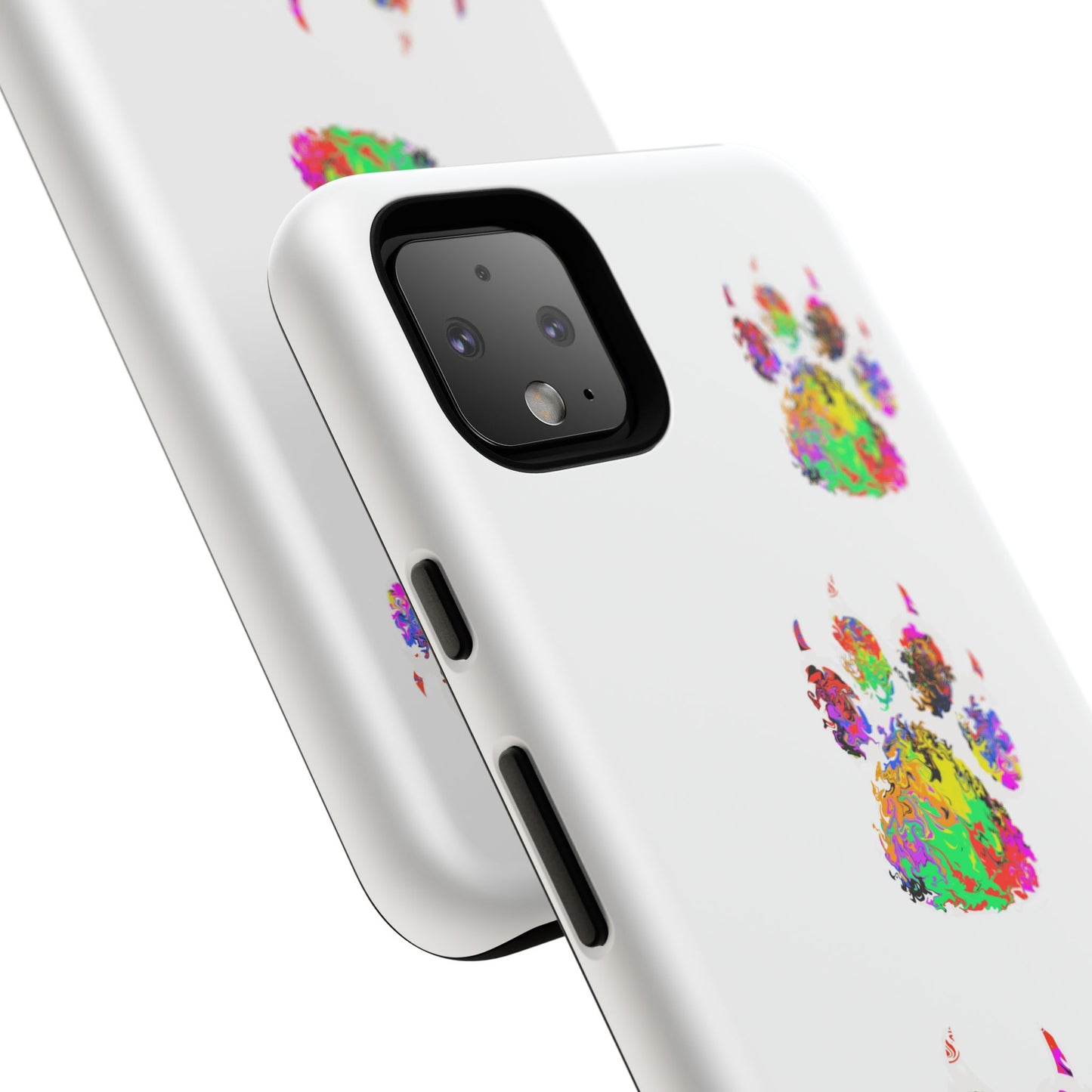 Phone Case — Colorful Paw Print Tough Case, Pet Lover Protective Phone Cover