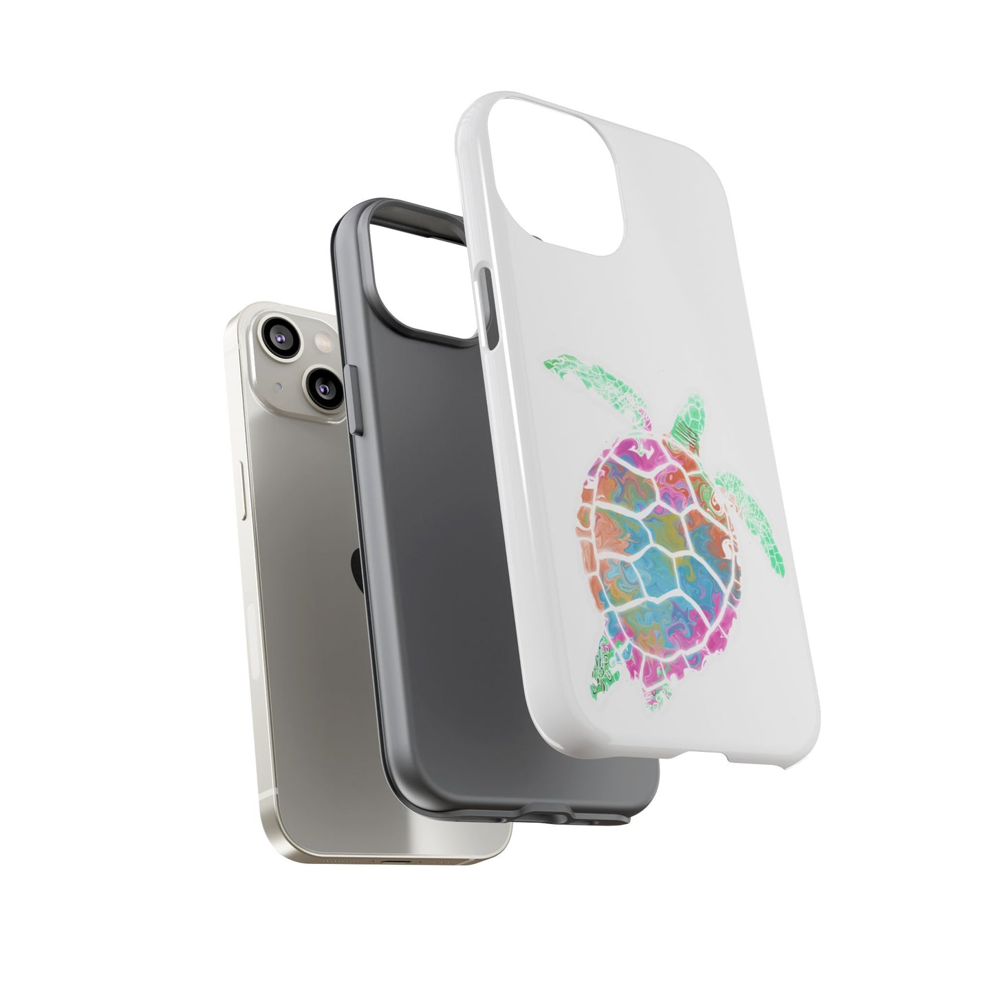 Sea Turtle Tough Phone Case — Colorful Watercolor Turtle Protective Cover