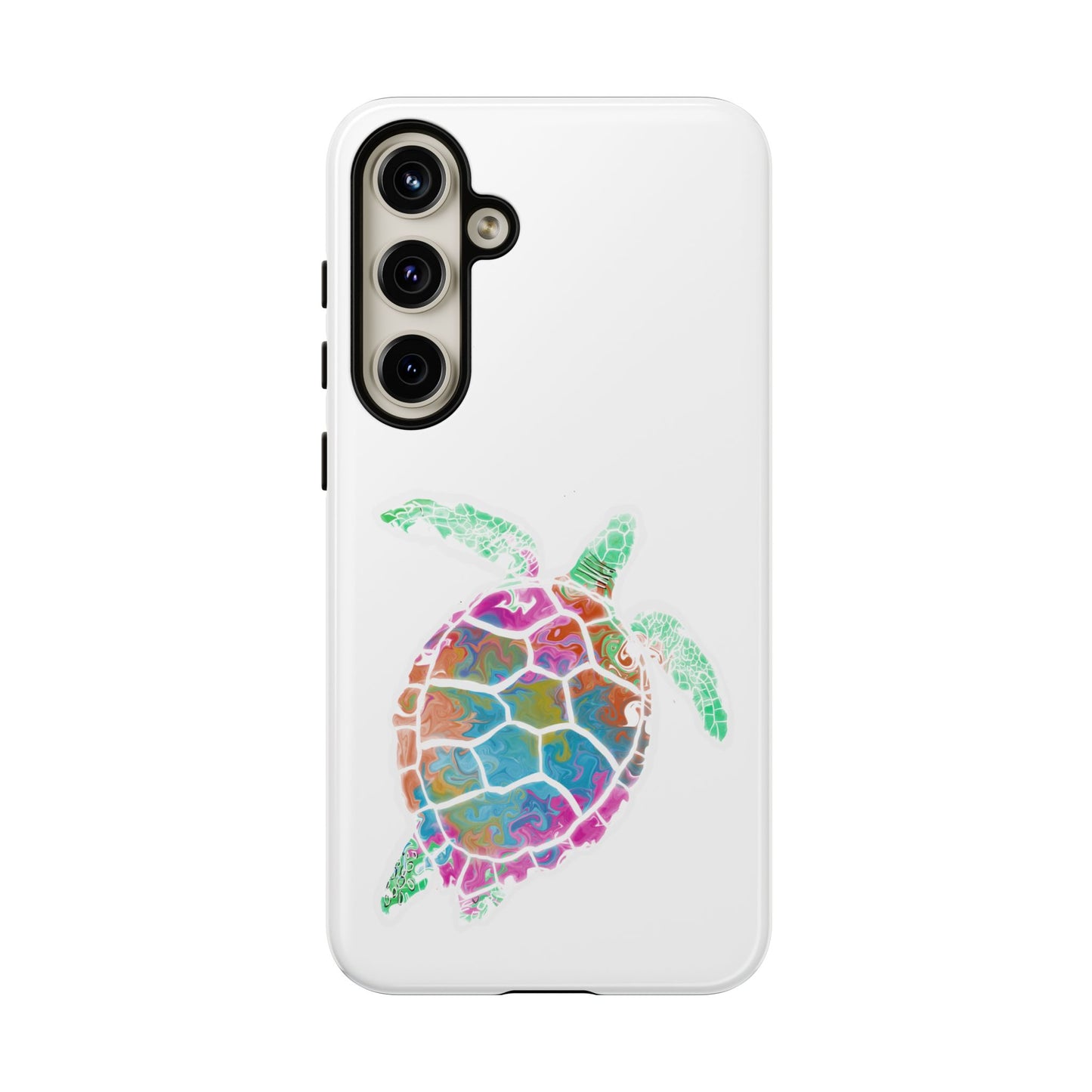 Sea Turtle Tough Phone Case — Colorful Watercolor Turtle Protective Cover