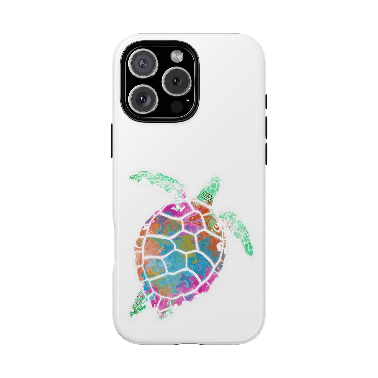 Sea Turtle Tough Phone Case — Colorful Watercolor Turtle Protective Cover