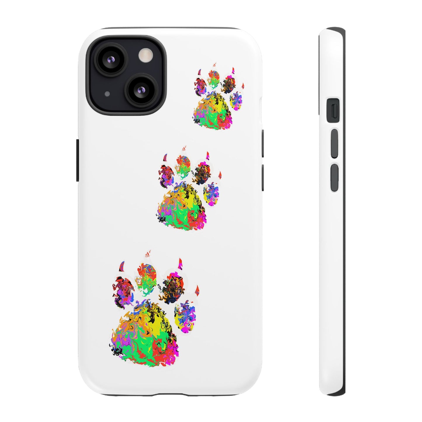 Phone Case — Colorful Paw Print Tough Case, Pet Lover Protective Phone Cover