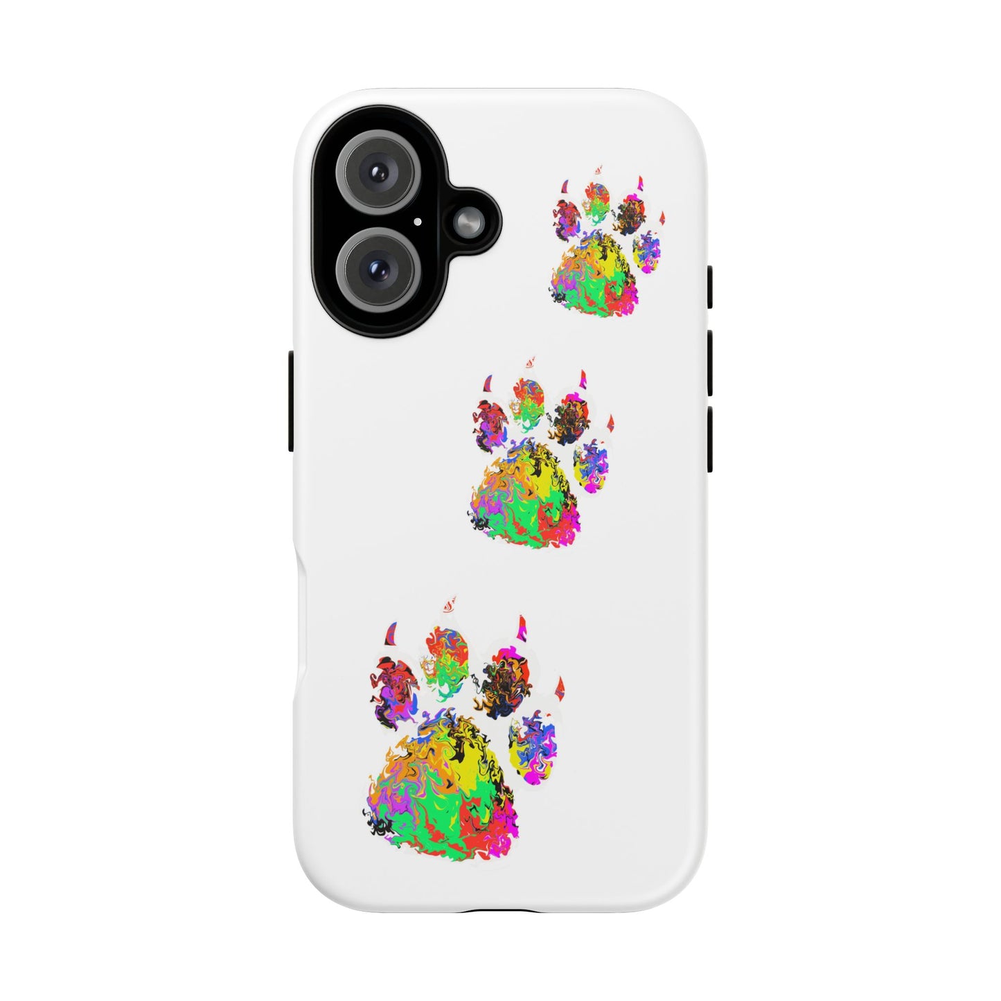 Phone Case — Colorful Paw Print Tough Case, Pet Lover Protective Phone Cover