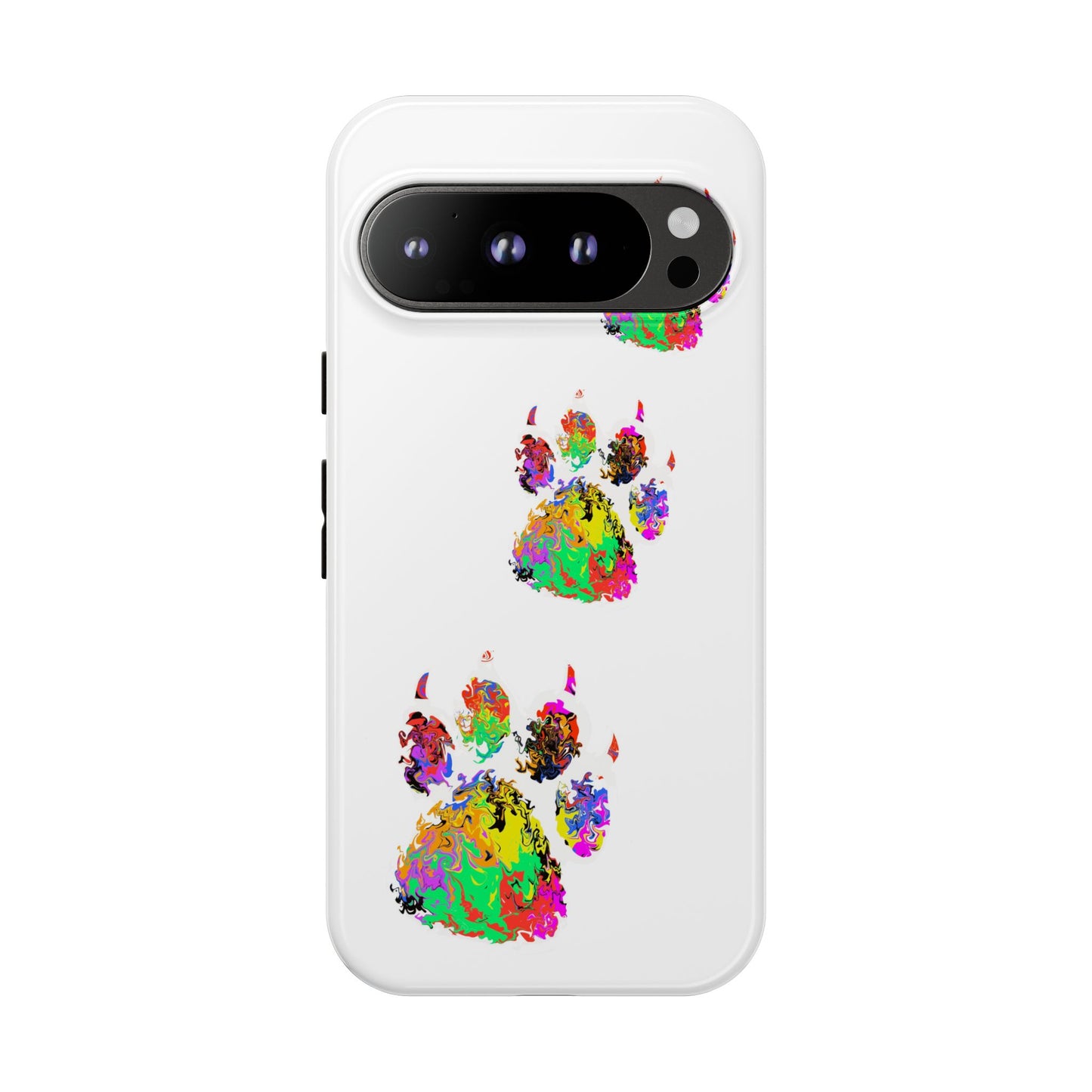 Phone Case — Colorful Paw Print Tough Case, Pet Lover Protective Phone Cover