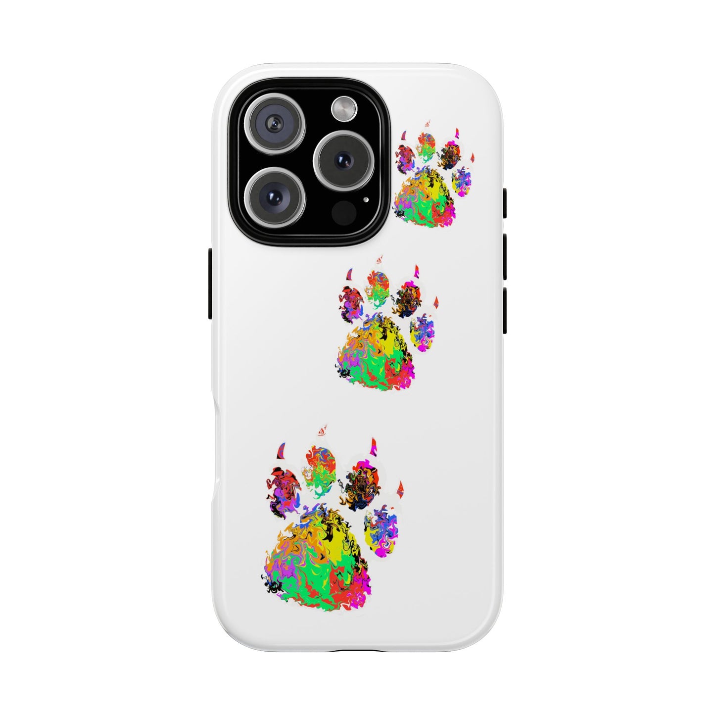 Phone Case — Colorful Paw Print Tough Case, Pet Lover Protective Phone Cover