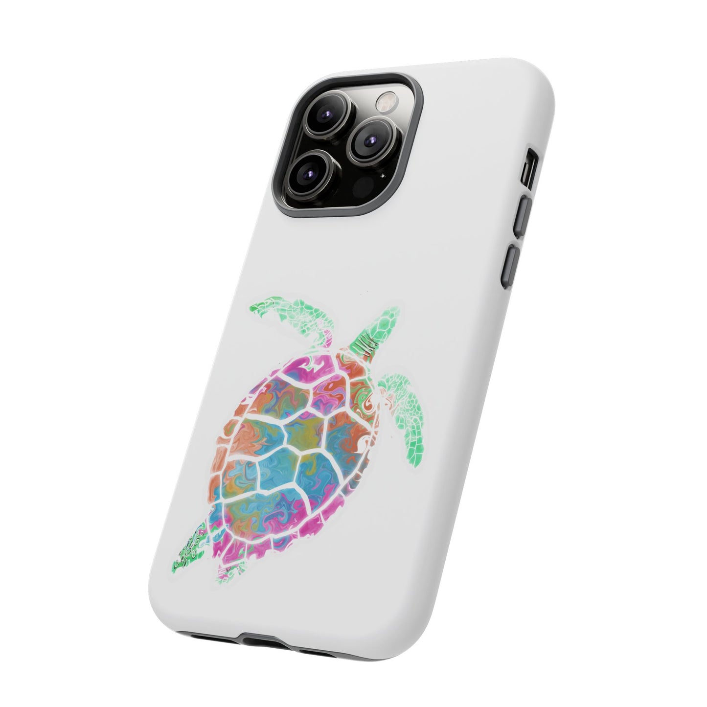 Sea Turtle Tough Phone Case — Colorful Watercolor Turtle Protective Cover