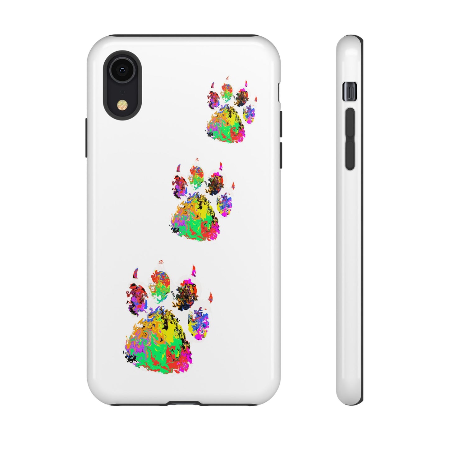Phone Case — Colorful Paw Print Tough Case, Pet Lover Protective Phone Cover