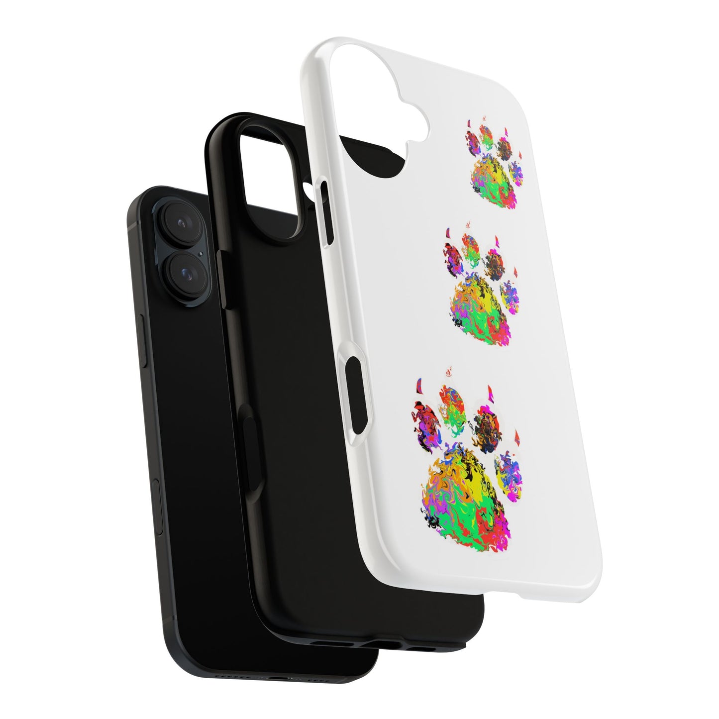 Phone Case — Colorful Paw Print Tough Case, Pet Lover Protective Phone Cover