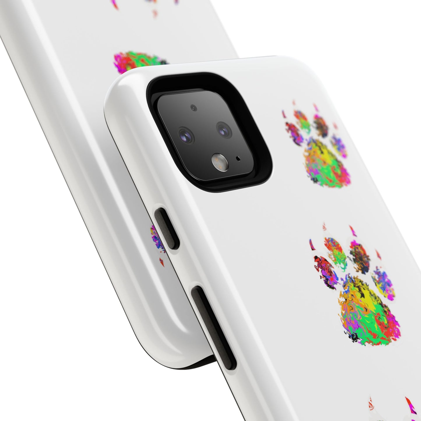 Phone Case — Colorful Paw Print Tough Case, Pet Lover Protective Phone Cover