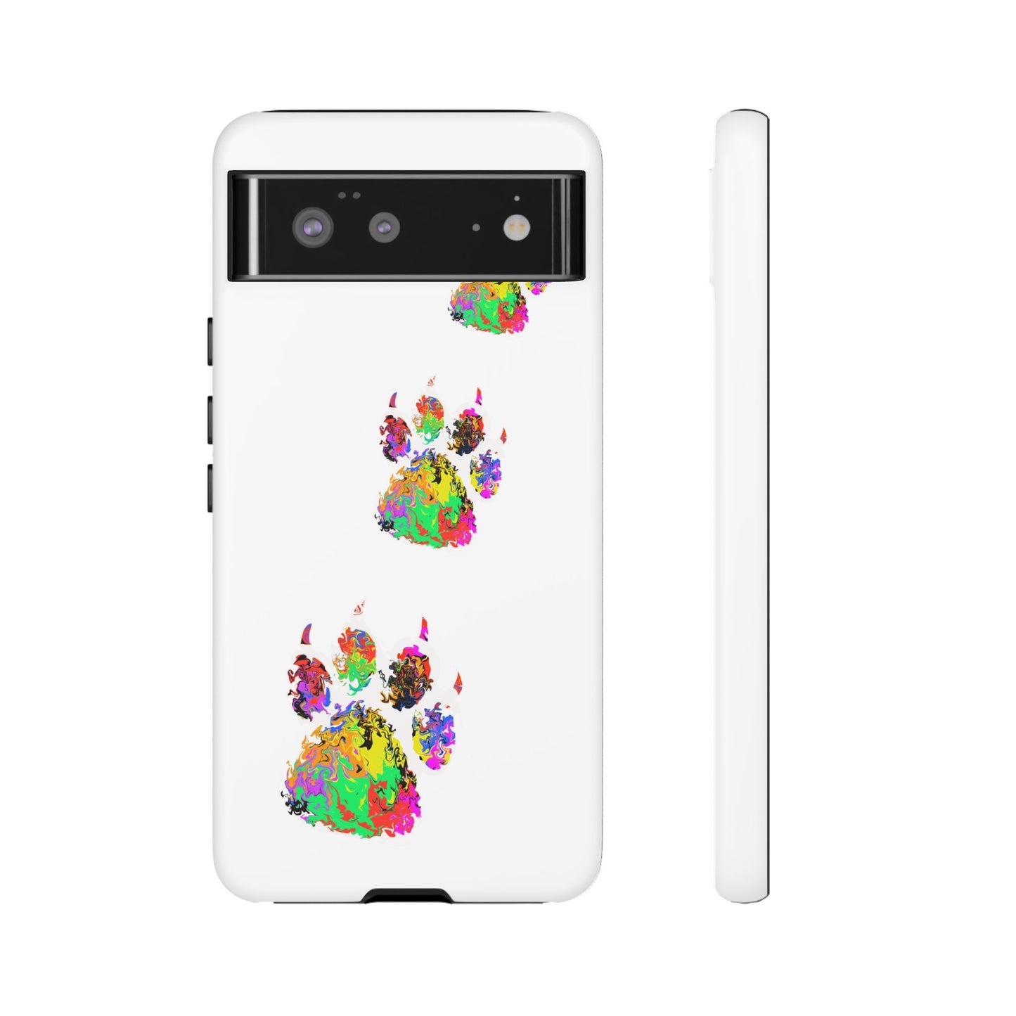 Phone Case — Colorful Paw Print Tough Case, Pet Lover Protective Phone Cover