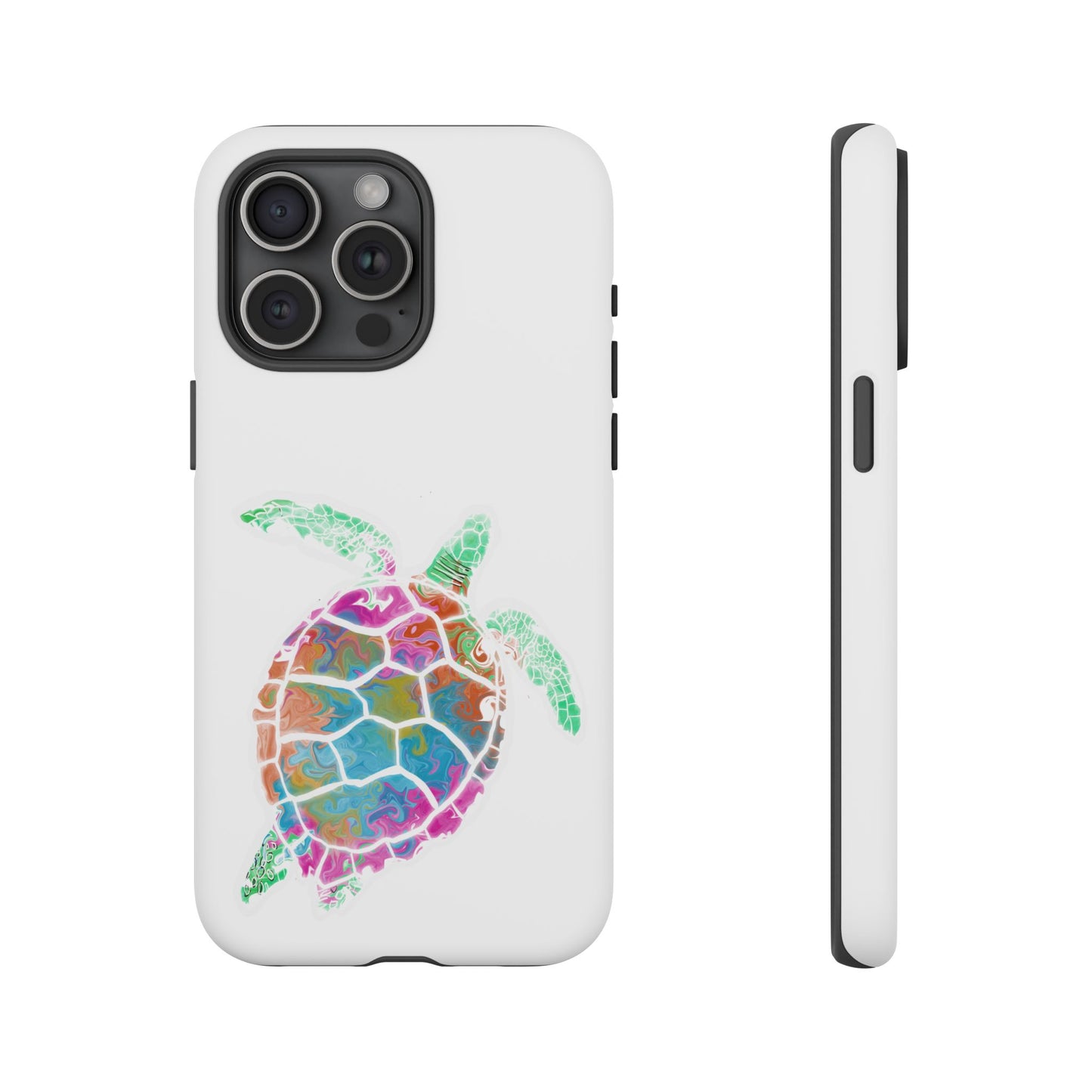 Sea Turtle Tough Phone Case — Colorful Watercolor Turtle Protective Cover