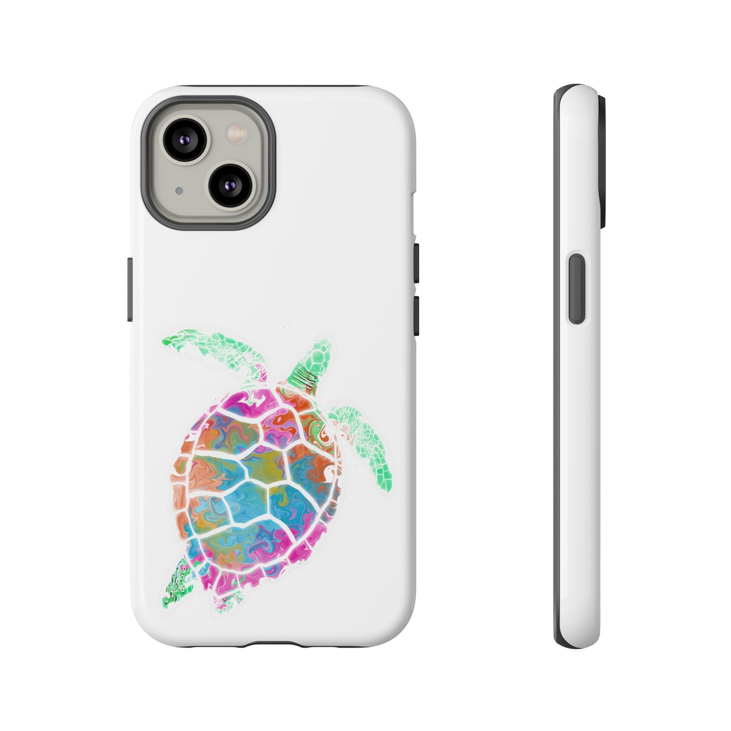 Sea Turtle Tough Phone Case — Colorful Watercolor Turtle Protective Cover
