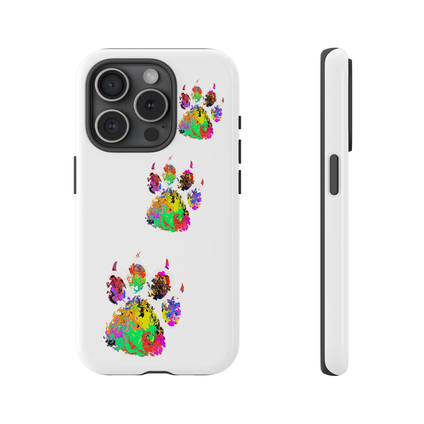 Phone Case — Colorful Paw Print Tough Case, Pet Lover Protective Phone Cover