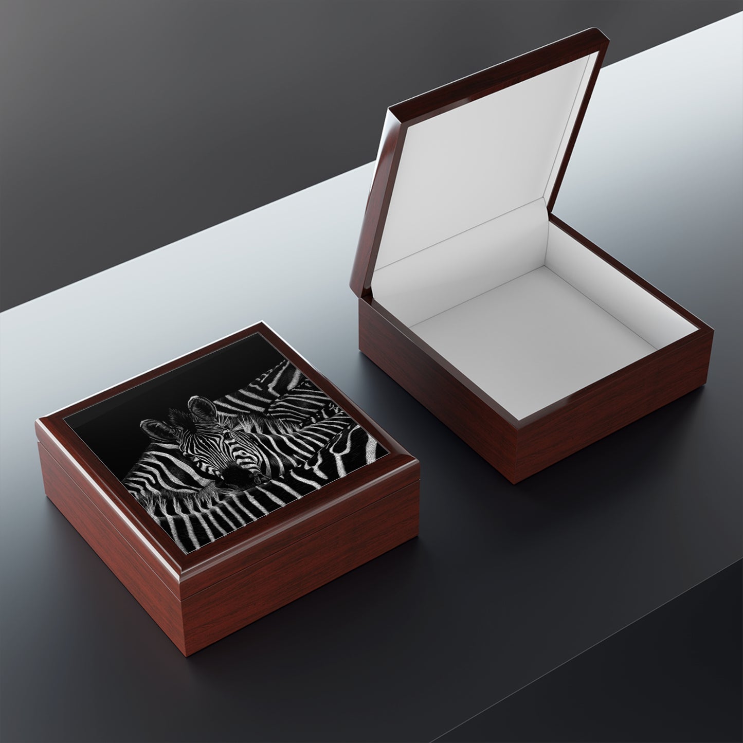 Zebra Stripes Jewelry Box — Black and White Animal Print Keepsake Box