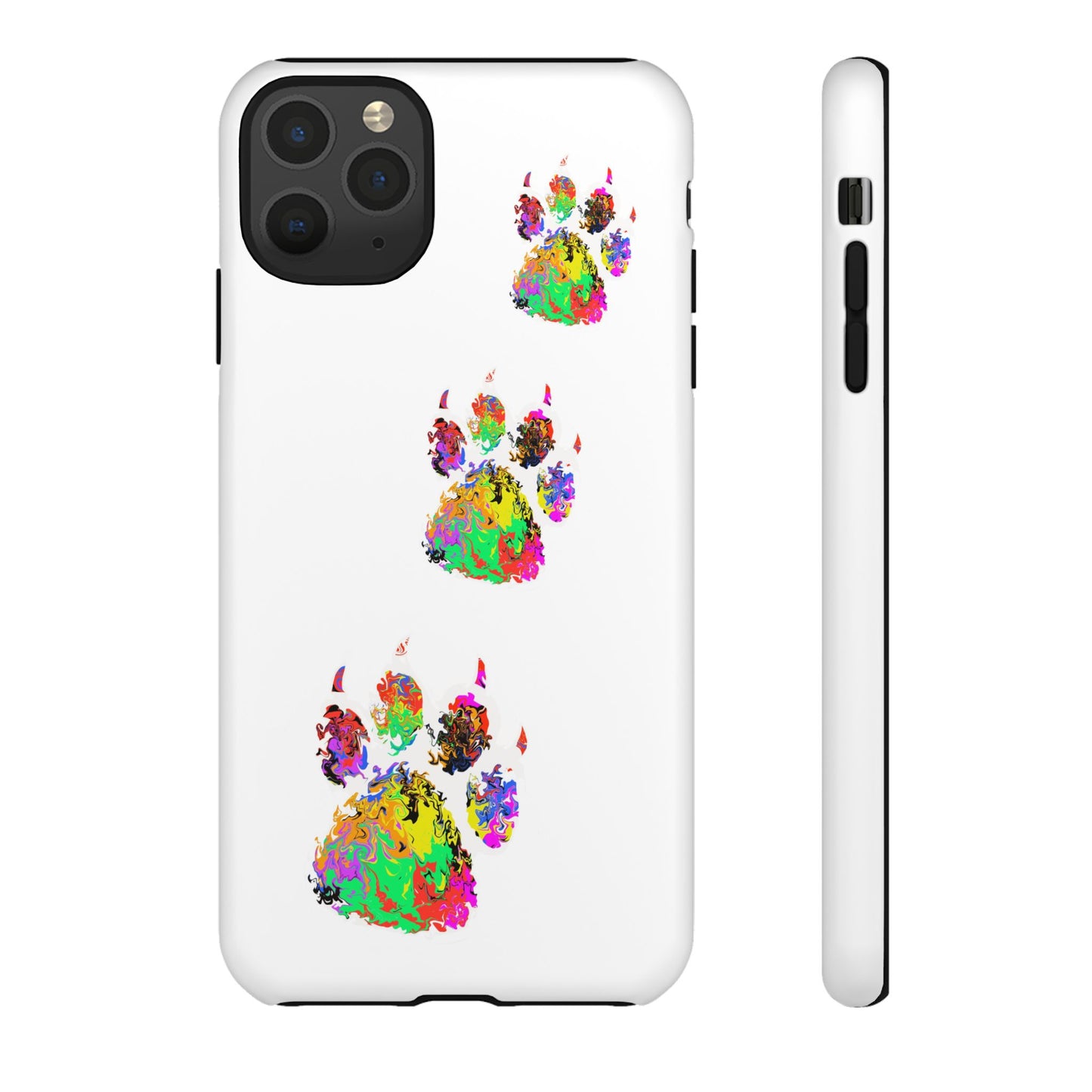 Phone Case — Colorful Paw Print Tough Case, Pet Lover Protective Phone Cover