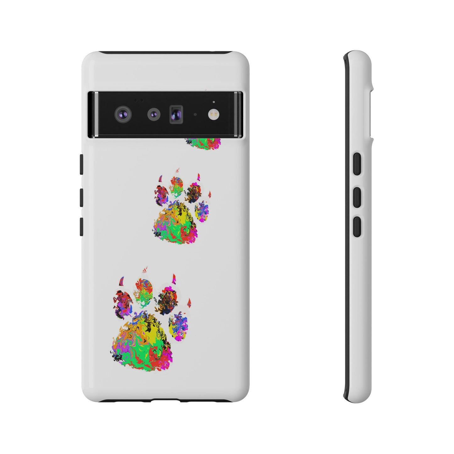 Phone Case — Colorful Paw Print Tough Case, Pet Lover Protective Phone Cover