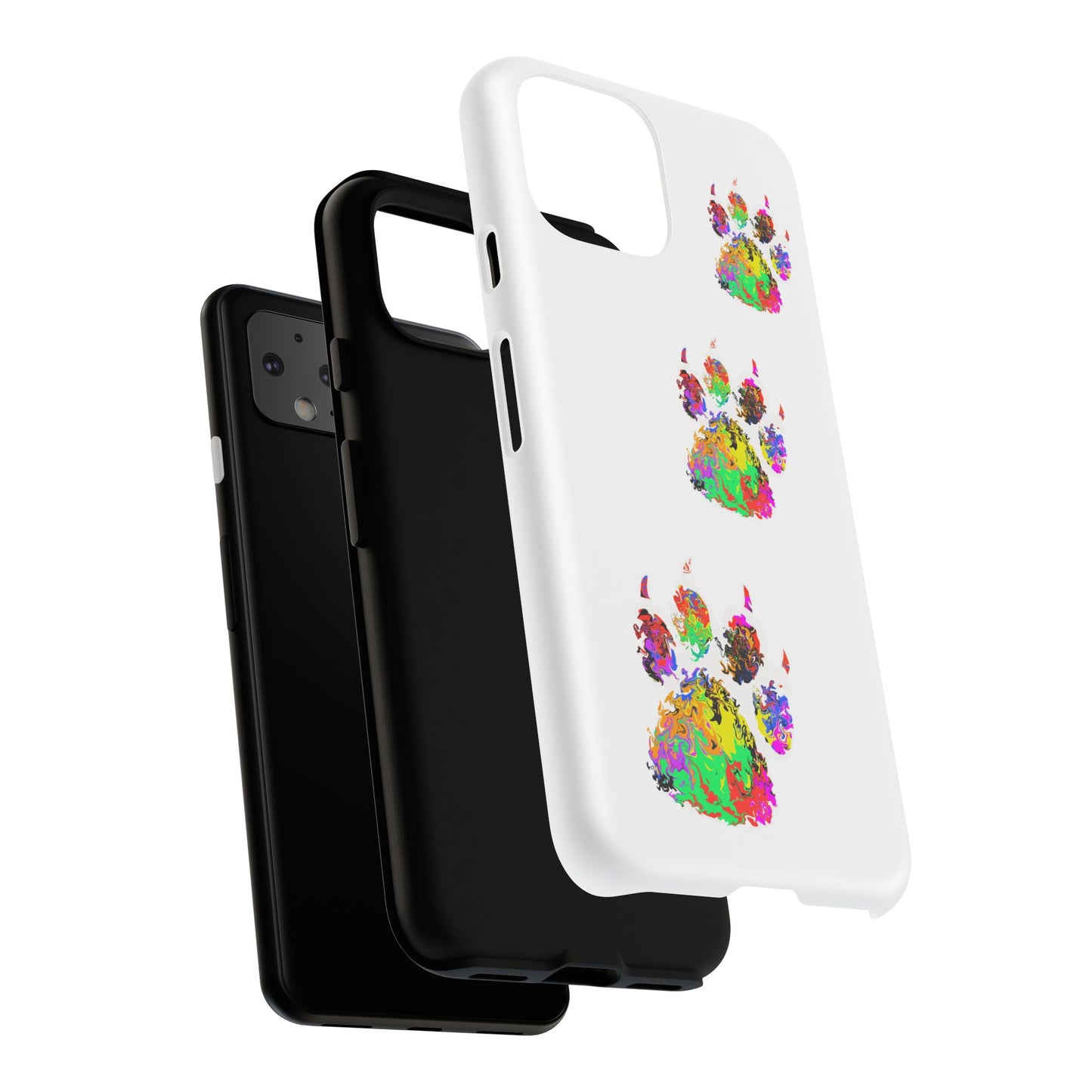 Phone Case — Colorful Paw Print Tough Case, Pet Lover Protective Phone Cover