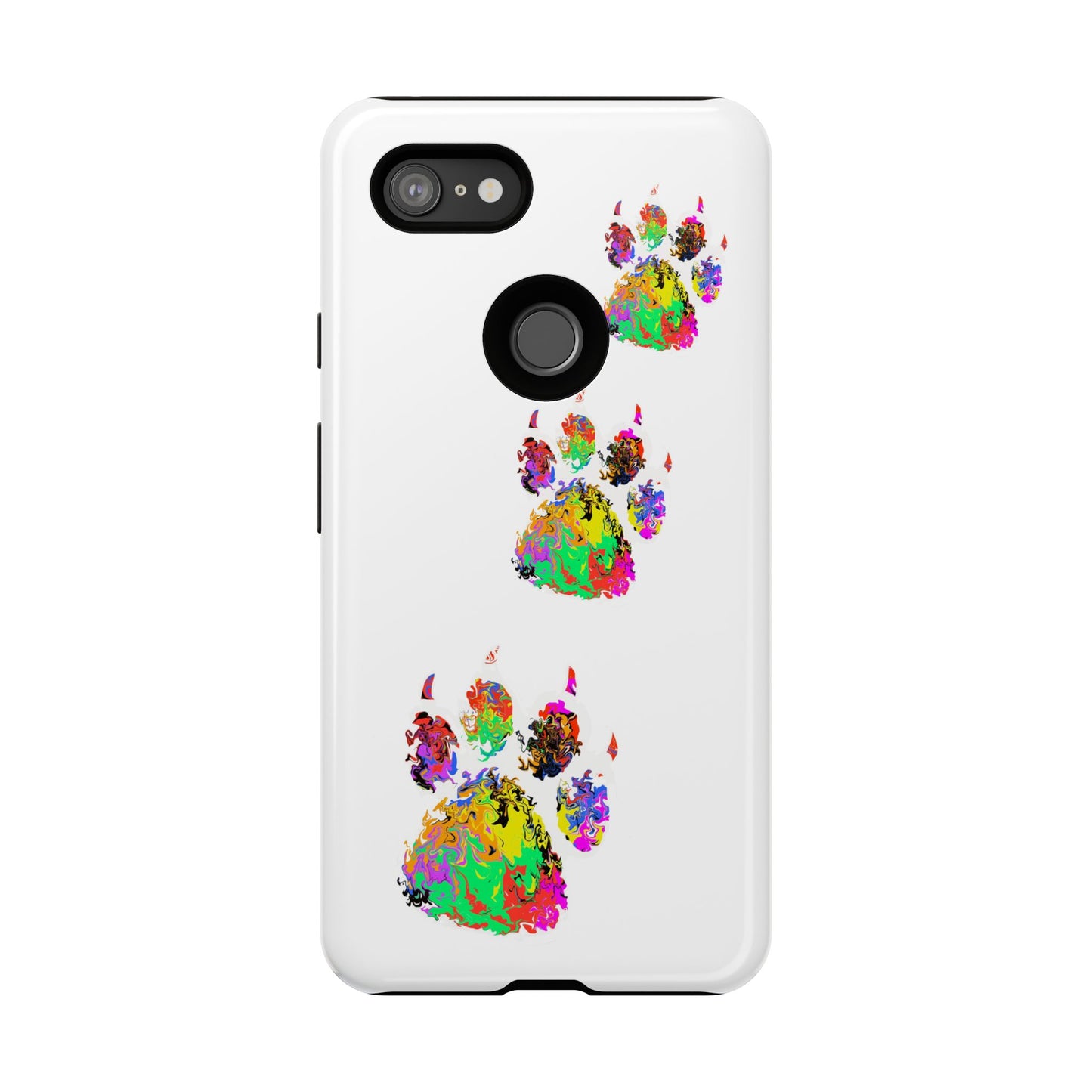 Phone Case — Colorful Paw Print Tough Case, Pet Lover Protective Phone Cover