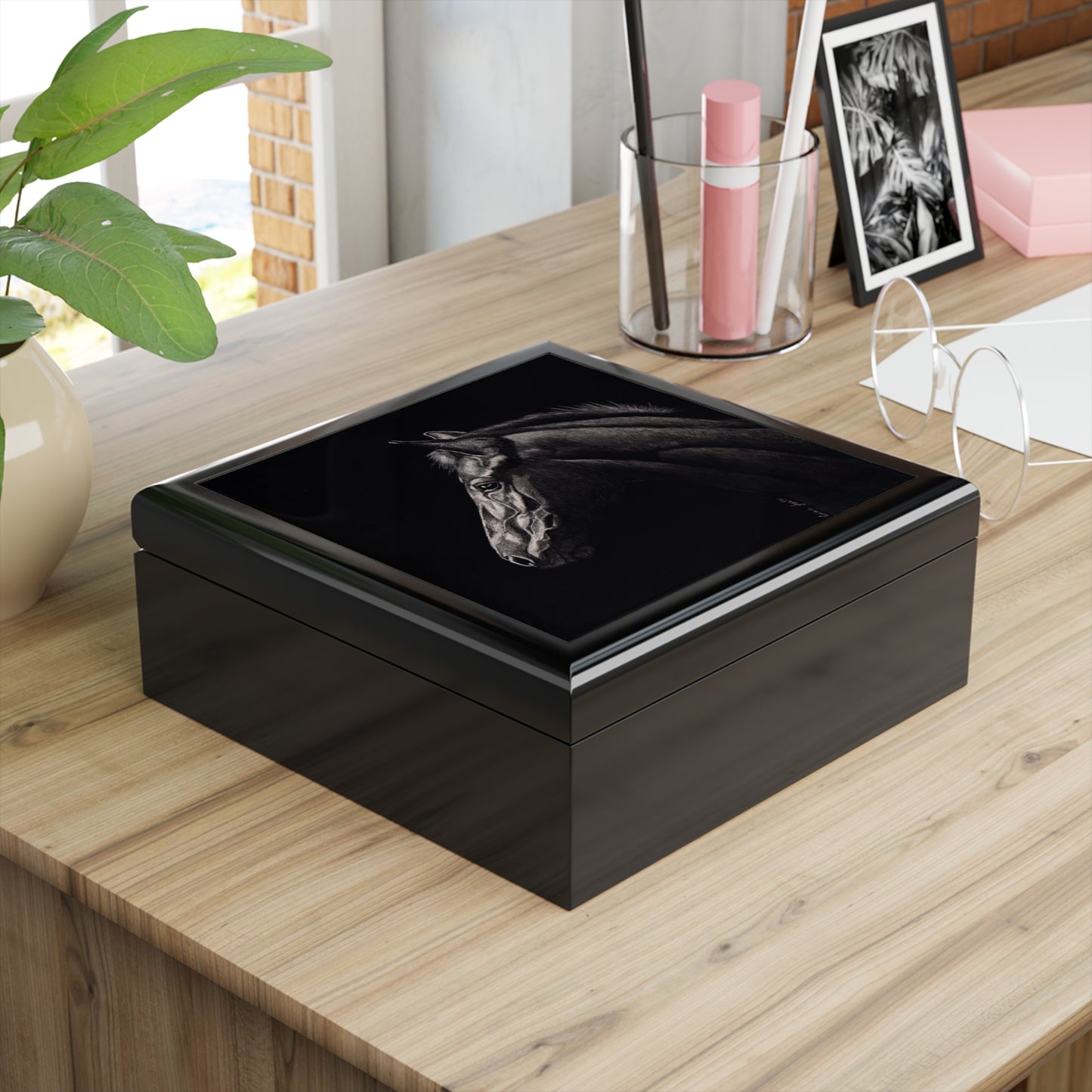 Black Horse Keepsake Jewelry Box — Elegant Equestrian Gift