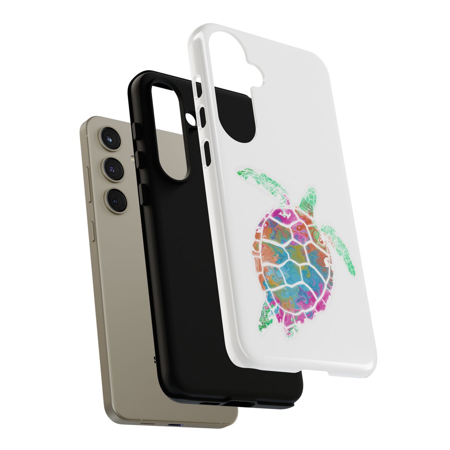 Sea Turtle Tough Phone Case — Colorful Watercolor Turtle Protective Cover
