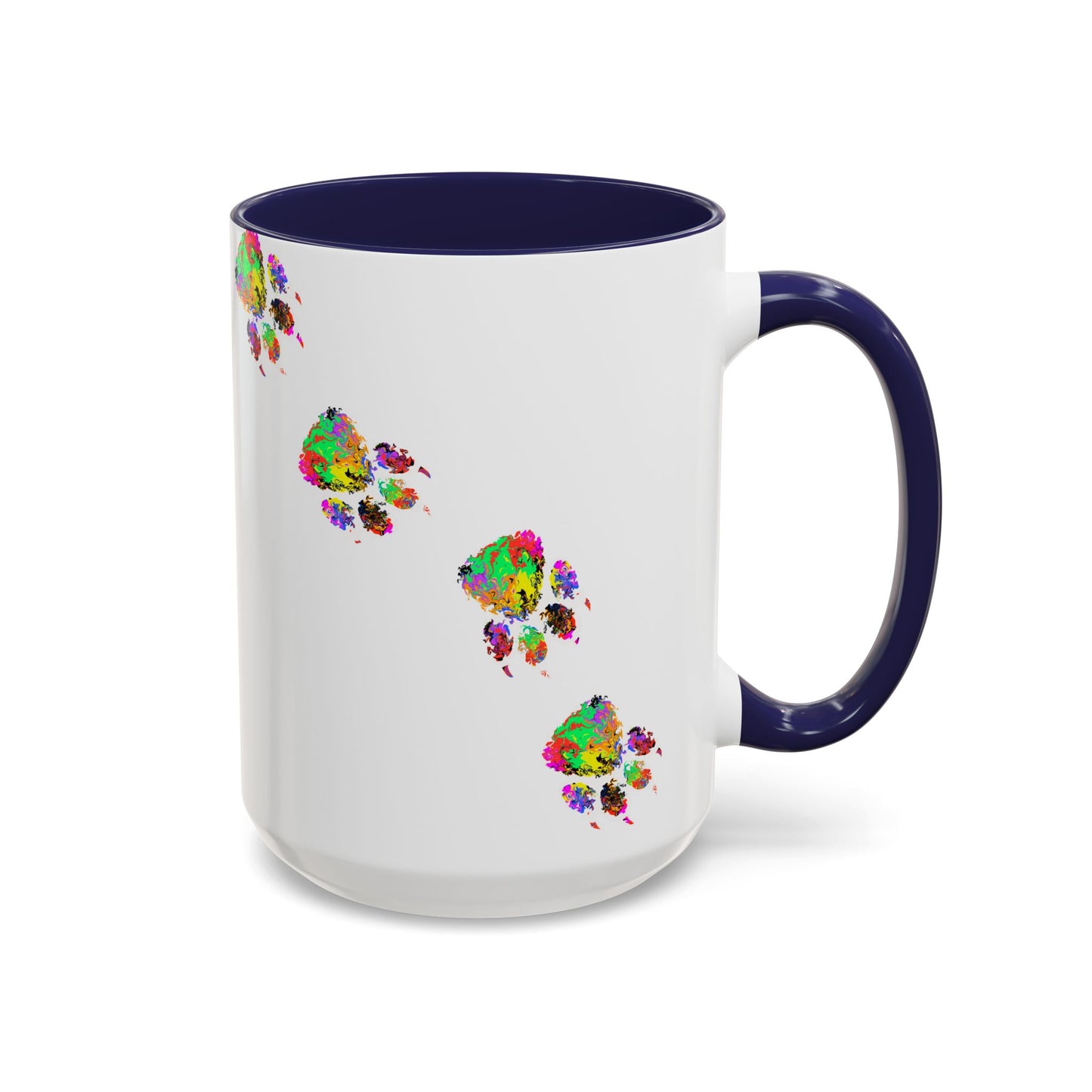 Colorful Paw Print Coffee Mug — Vibrant Pet Lover Accent Mug (11/15oz)