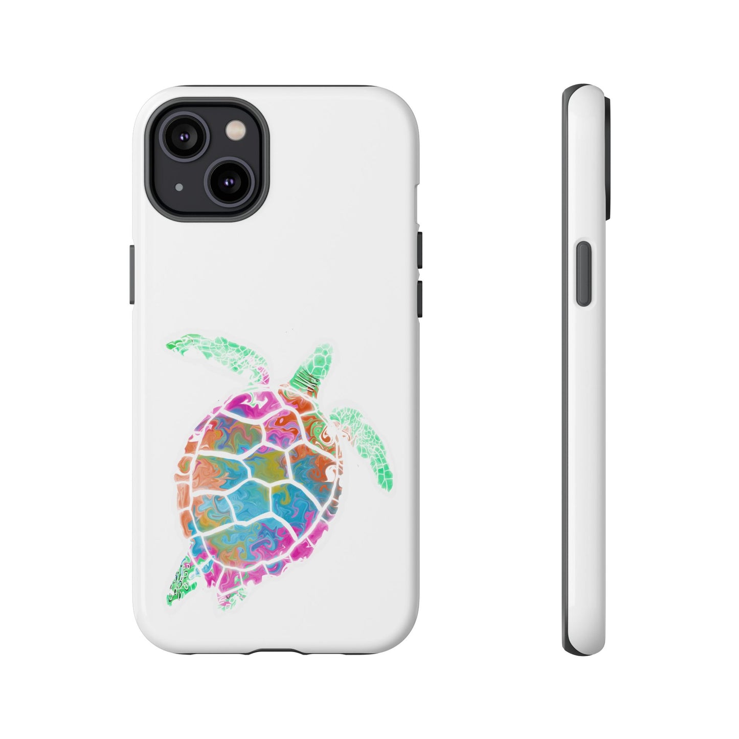 Sea Turtle Tough Phone Case — Colorful Watercolor Turtle Protective Cover
