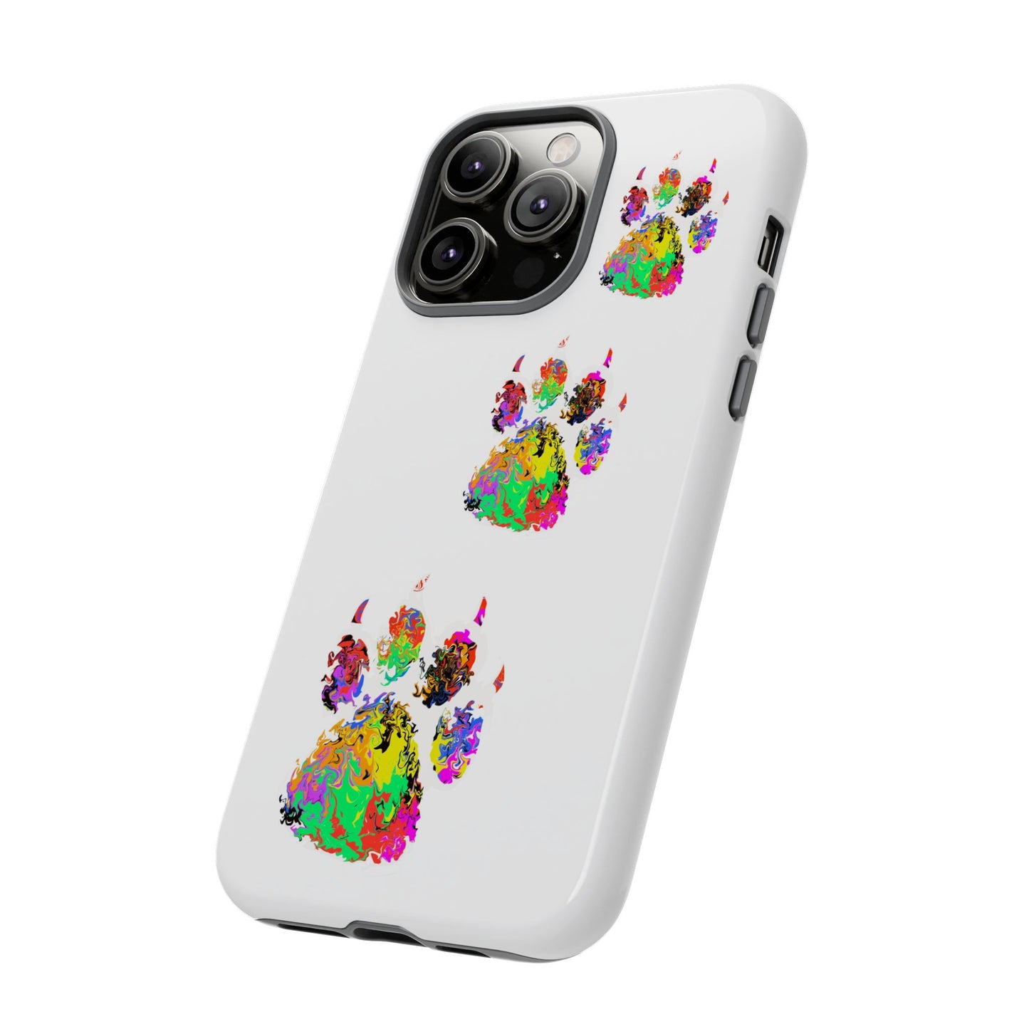 Phone Case — Colorful Paw Print Tough Case, Pet Lover Protective Phone Cover