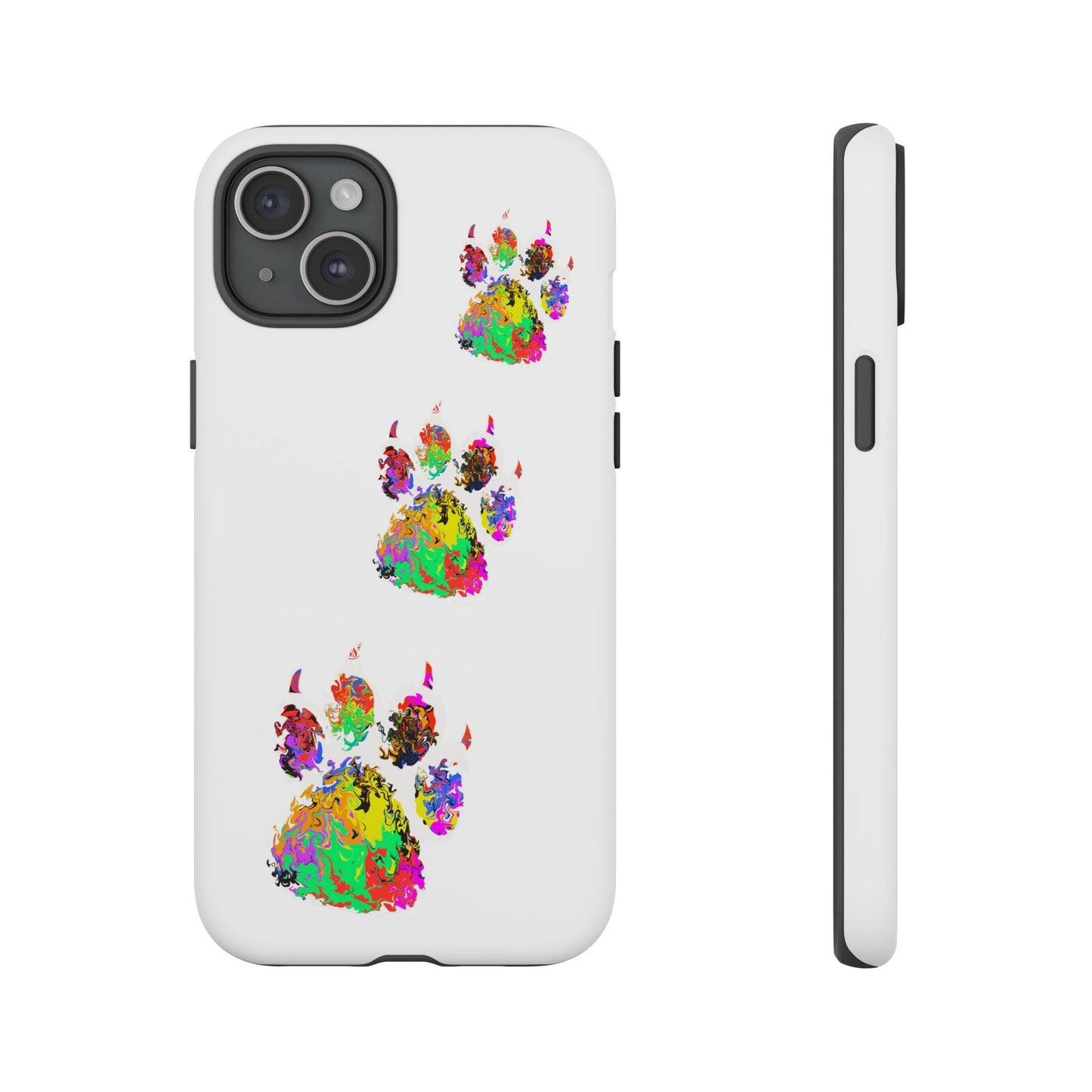 Phone Case — Colorful Paw Print Tough Case, Pet Lover Protective Phone Cover