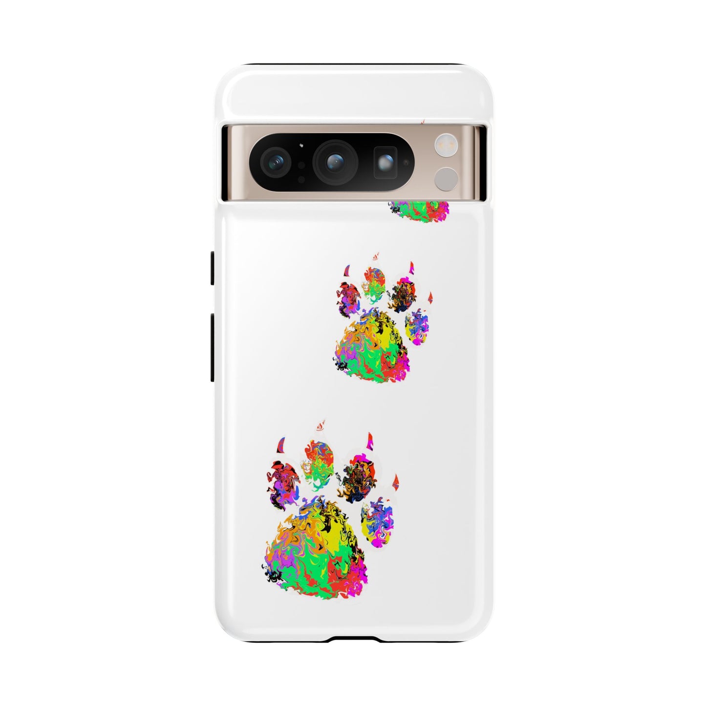 Phone Case — Colorful Paw Print Tough Case, Pet Lover Protective Phone Cover