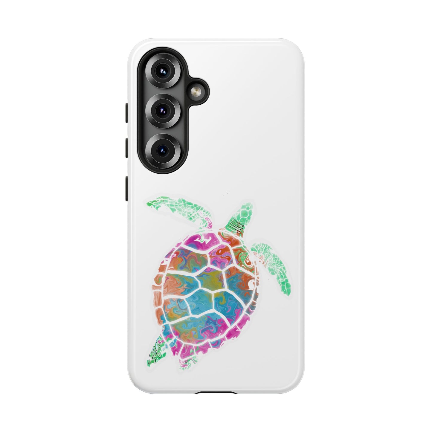 Sea Turtle Tough Phone Case — Colorful Watercolor Turtle Protective Cover
