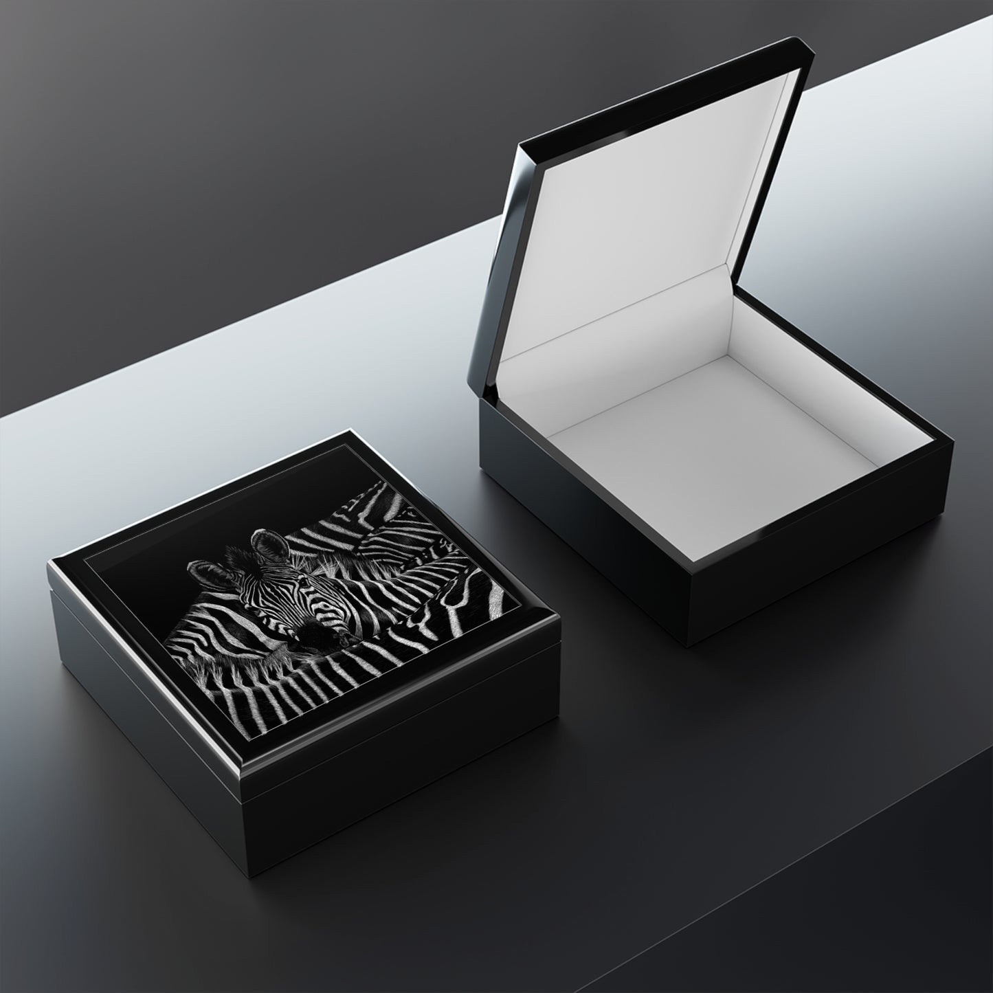 Zebra Stripes Jewelry Box — Black and White Animal Print Keepsake Box