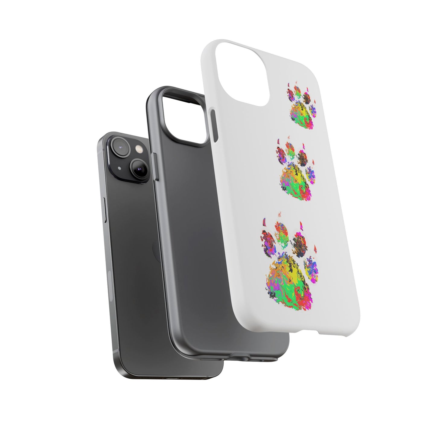 Phone Case — Colorful Paw Print Tough Case, Pet Lover Protective Phone Cover