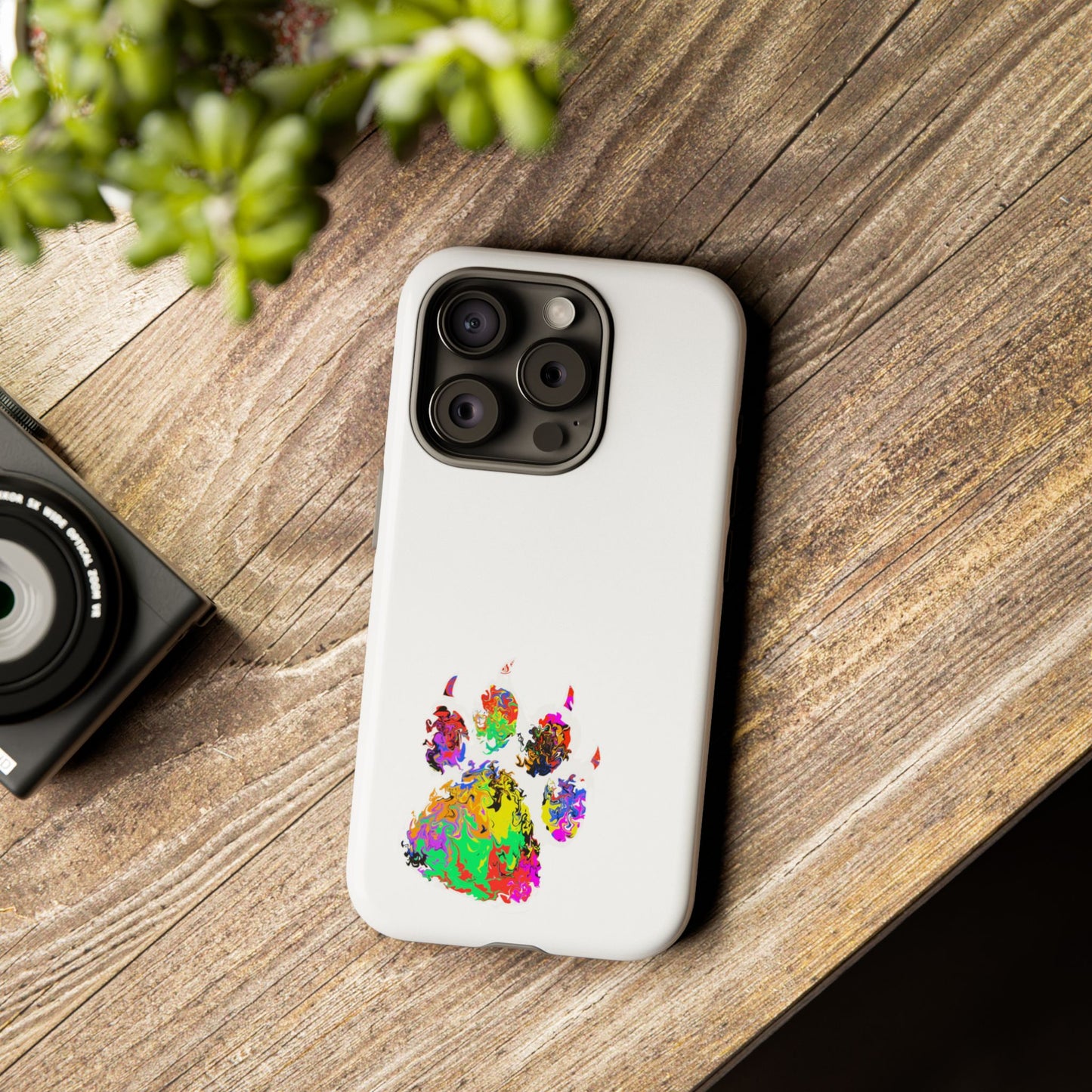 Colorful Paw Print Phone Case — Protective Pet Lover iPhone Case
