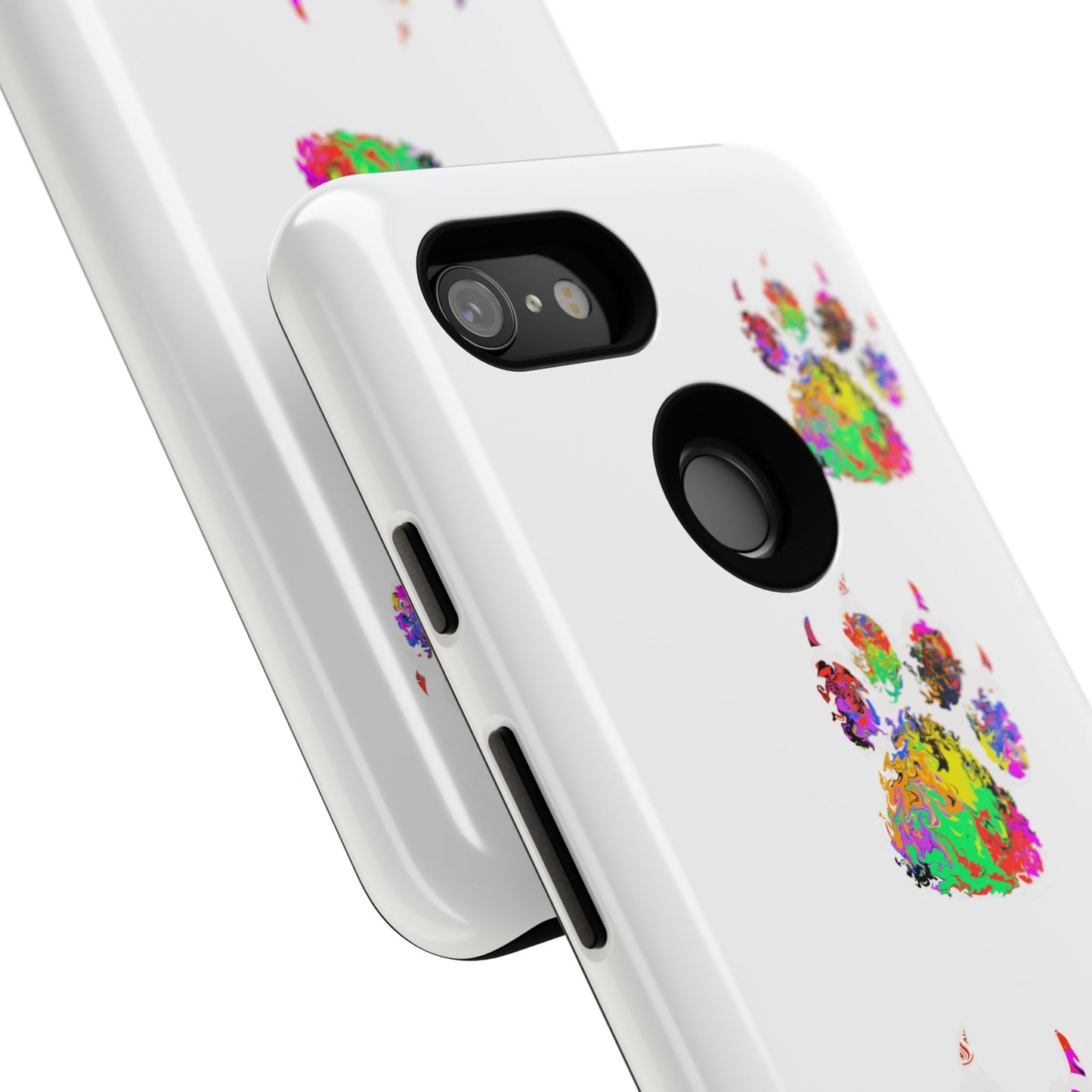 Phone Case — Colorful Paw Print Tough Case, Pet Lover Protective Phone Cover