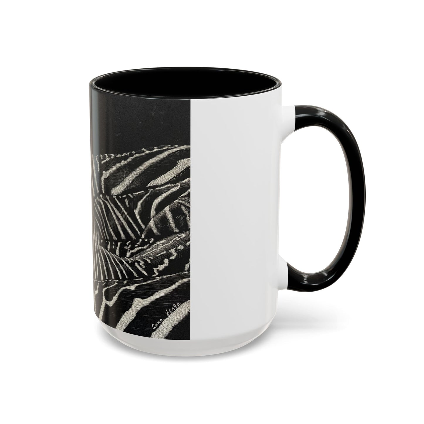 Zebra Stripe Accent Coffee Mug — Black Interior 11/15oz