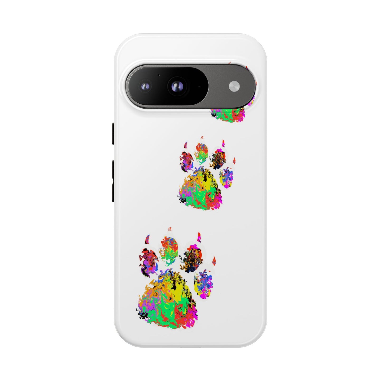 Phone Case — Colorful Paw Print Tough Case, Pet Lover Protective Phone Cover