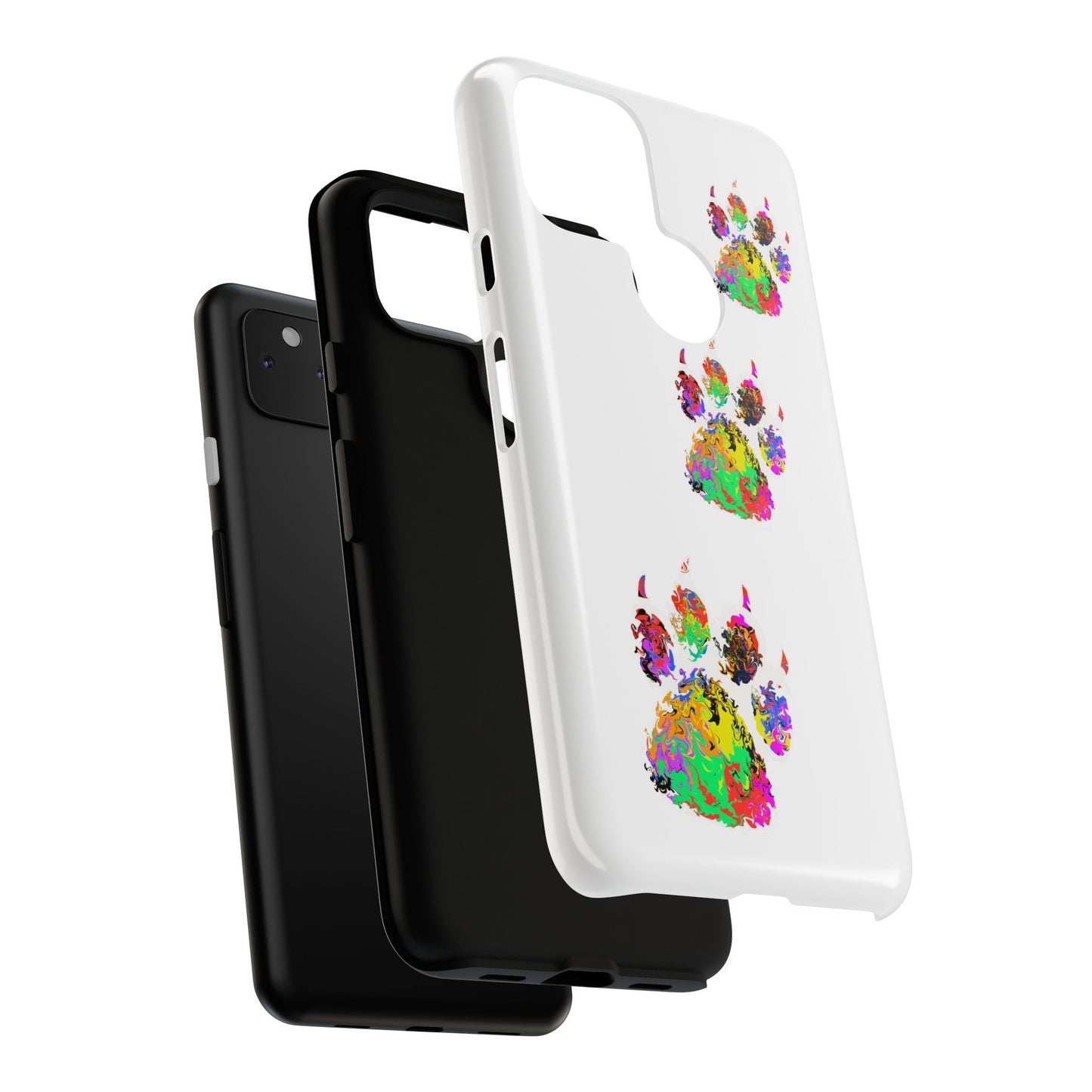 Phone Case — Colorful Paw Print Tough Case, Pet Lover Protective Phone Cover