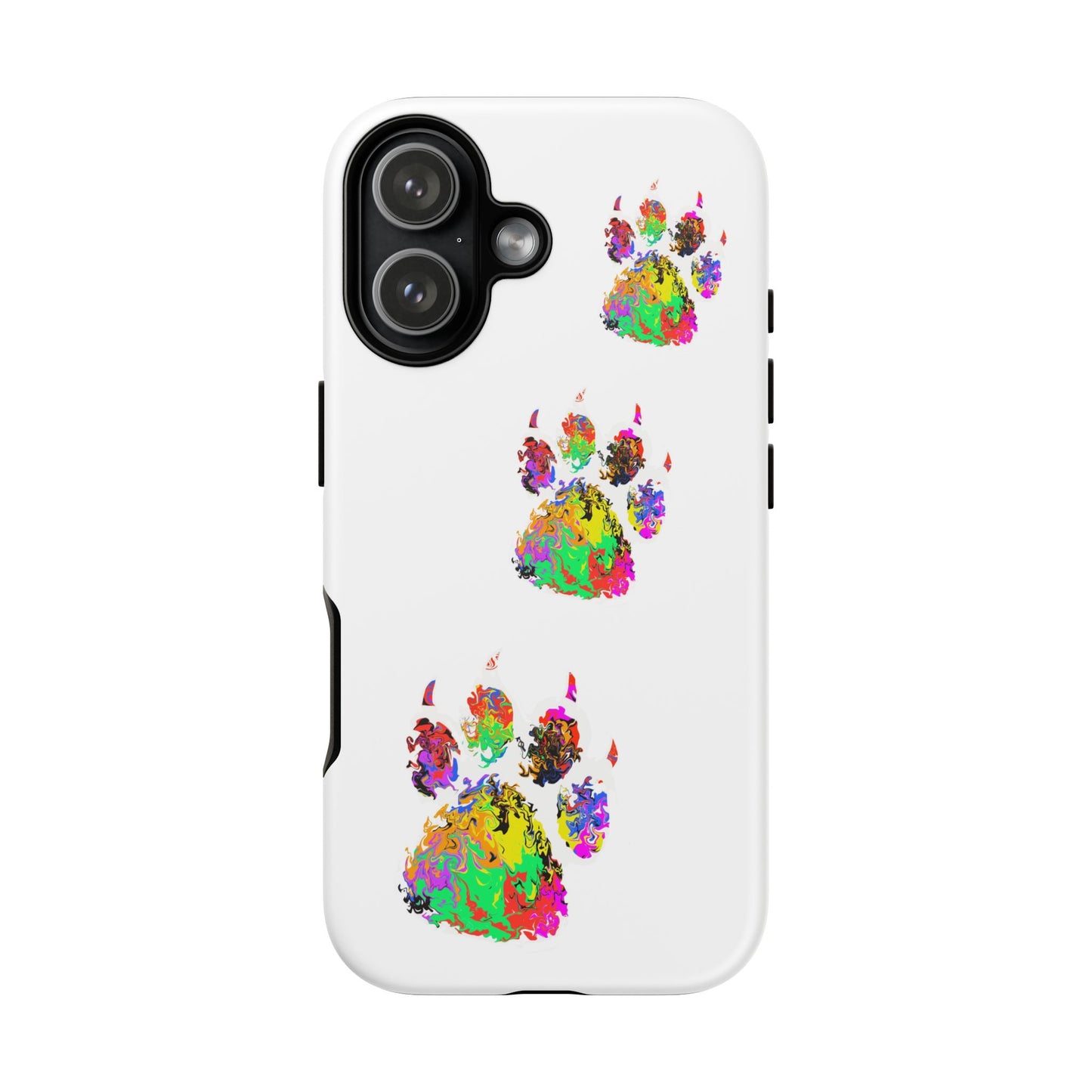Phone Case — Colorful Paw Print Tough Case, Pet Lover Protective Phone Cover