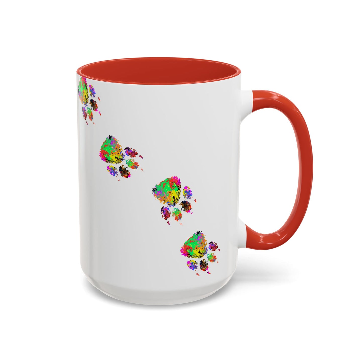 Colorful Paw Print Coffee Mug — Vibrant Pet Lover Accent Mug (11/15oz)
