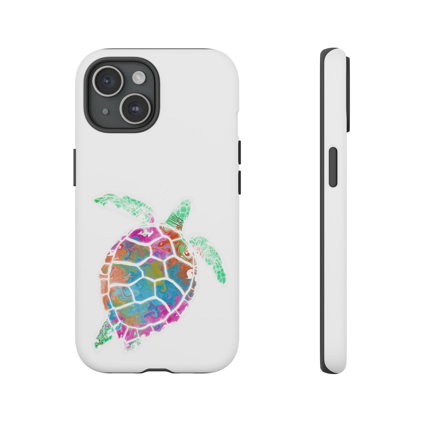 Sea Turtle Tough Phone Case — Colorful Watercolor Turtle Protective Cover