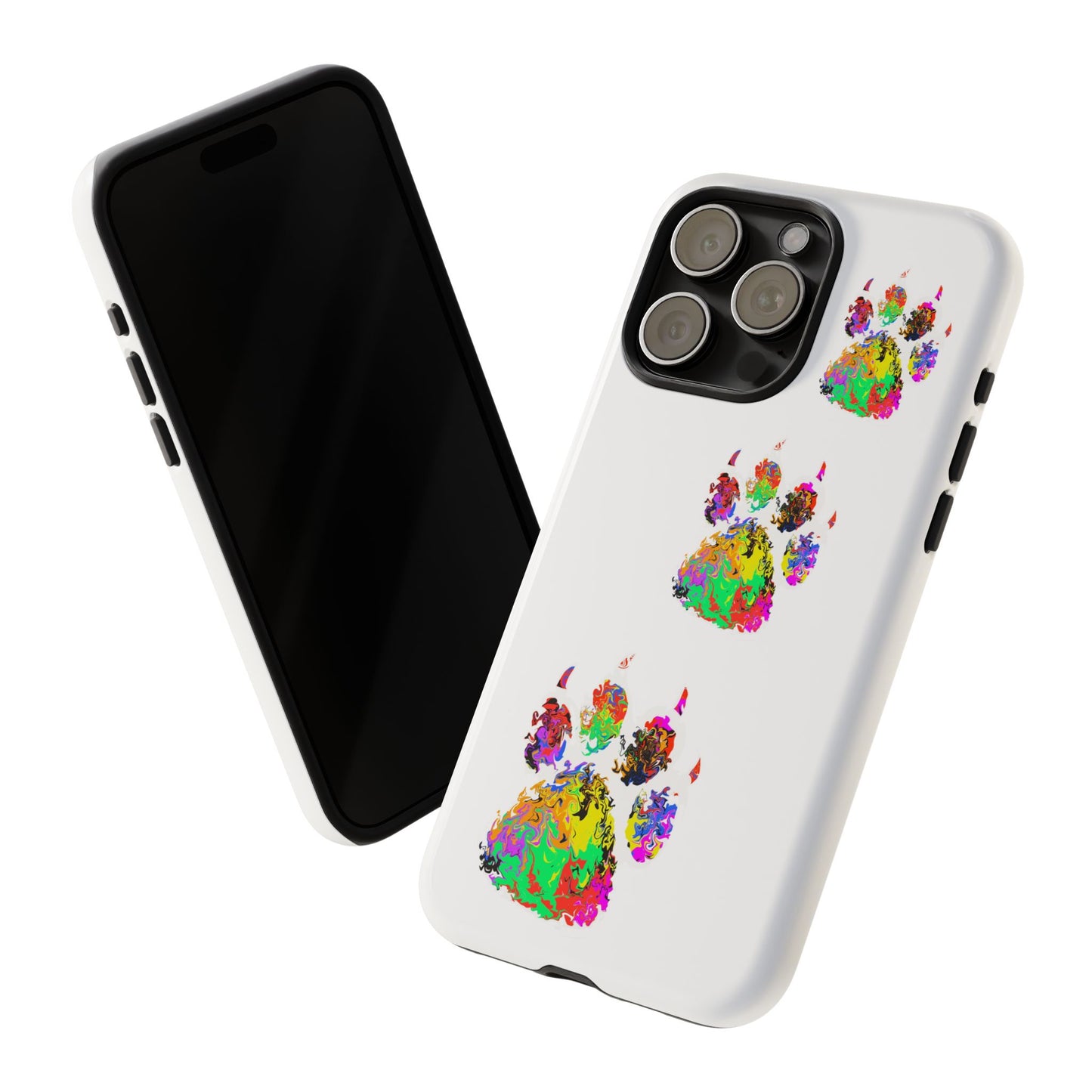 Phone Case — Colorful Paw Print Tough Case, Pet Lover Protective Phone Cover