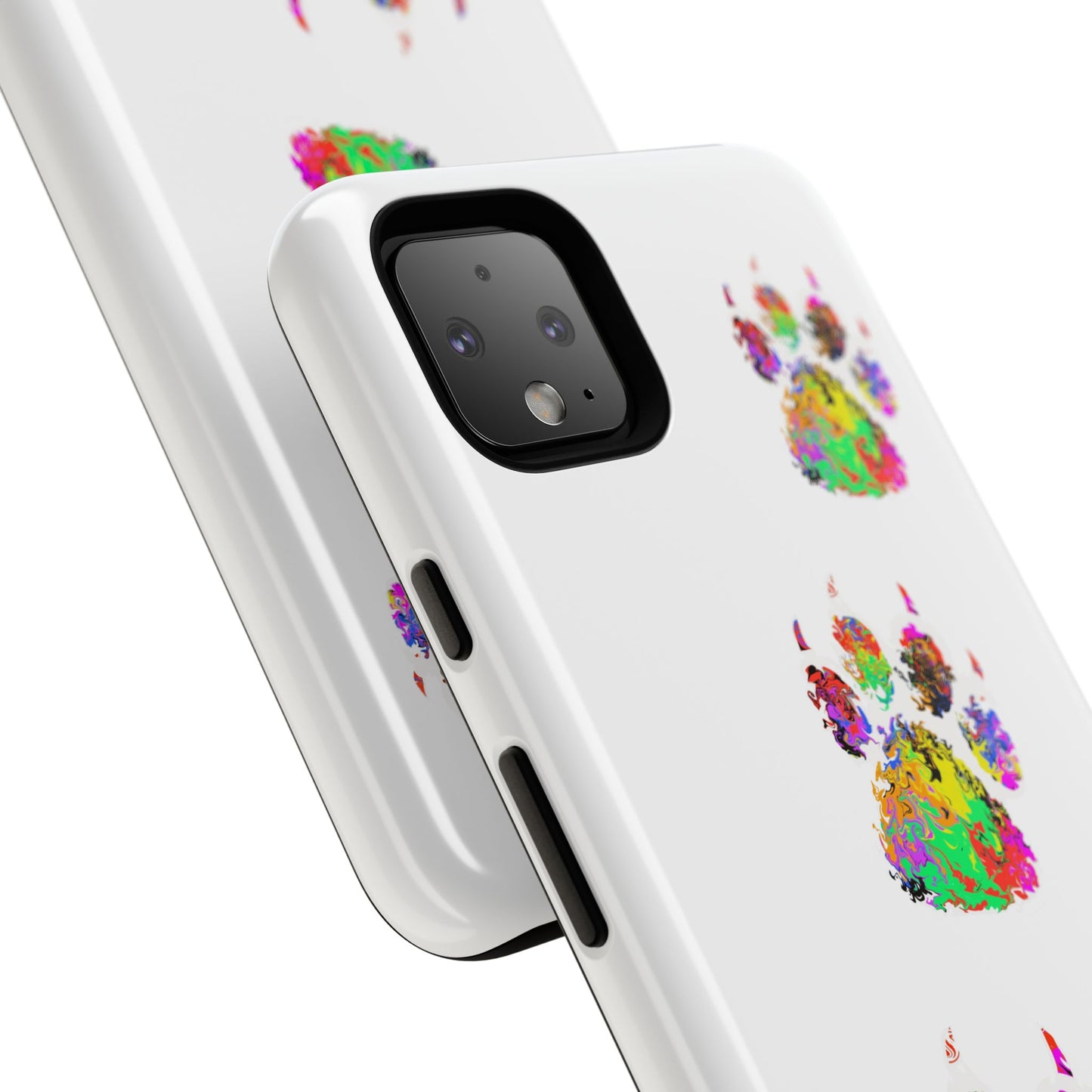 Phone Case — Colorful Paw Print Tough Case, Pet Lover Protective Phone Cover