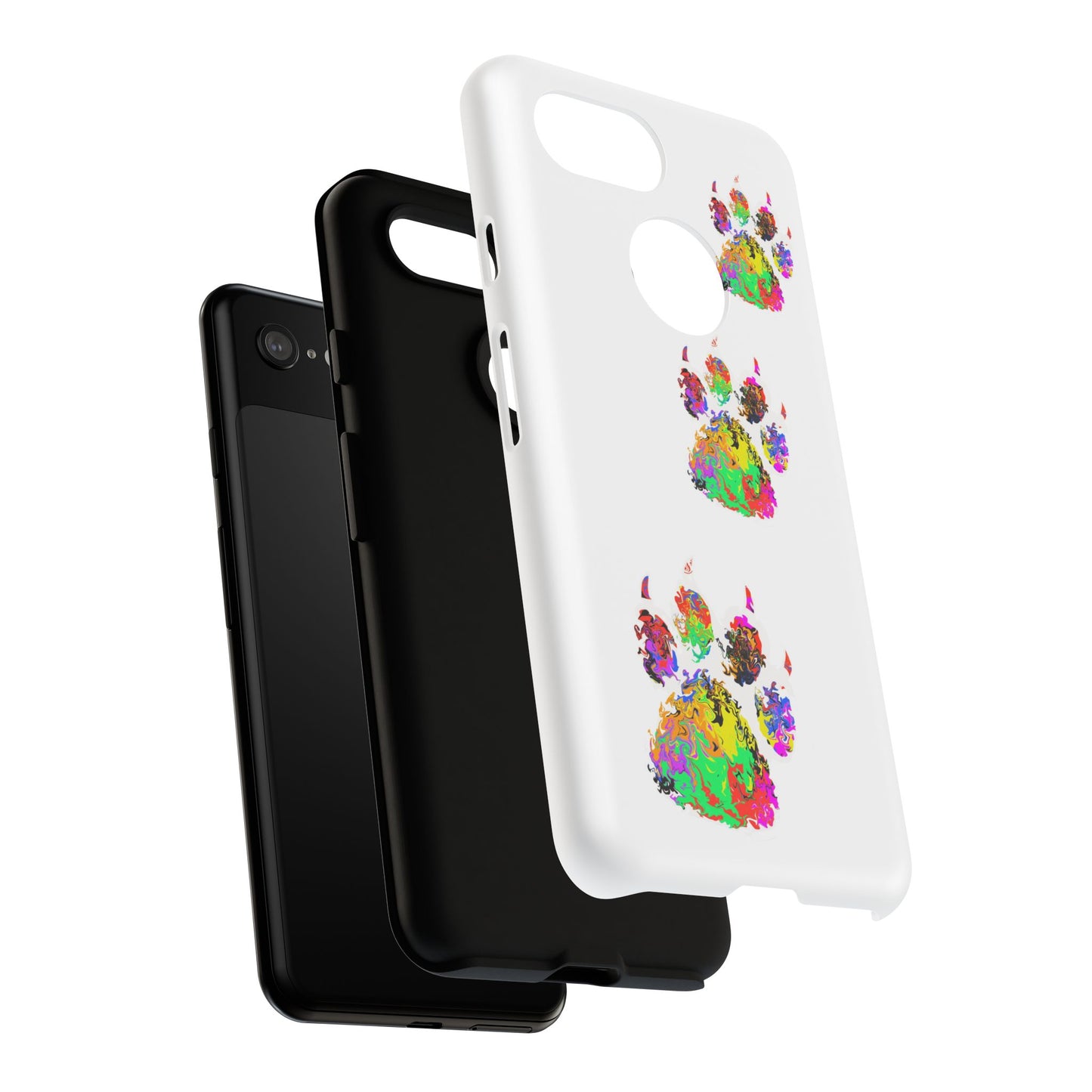 Phone Case — Colorful Paw Print Tough Case, Pet Lover Protective Phone Cover