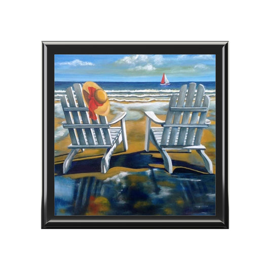 Seaside Adirondack Jewelry Box — Beach Chairs Painting Keepsake Box
