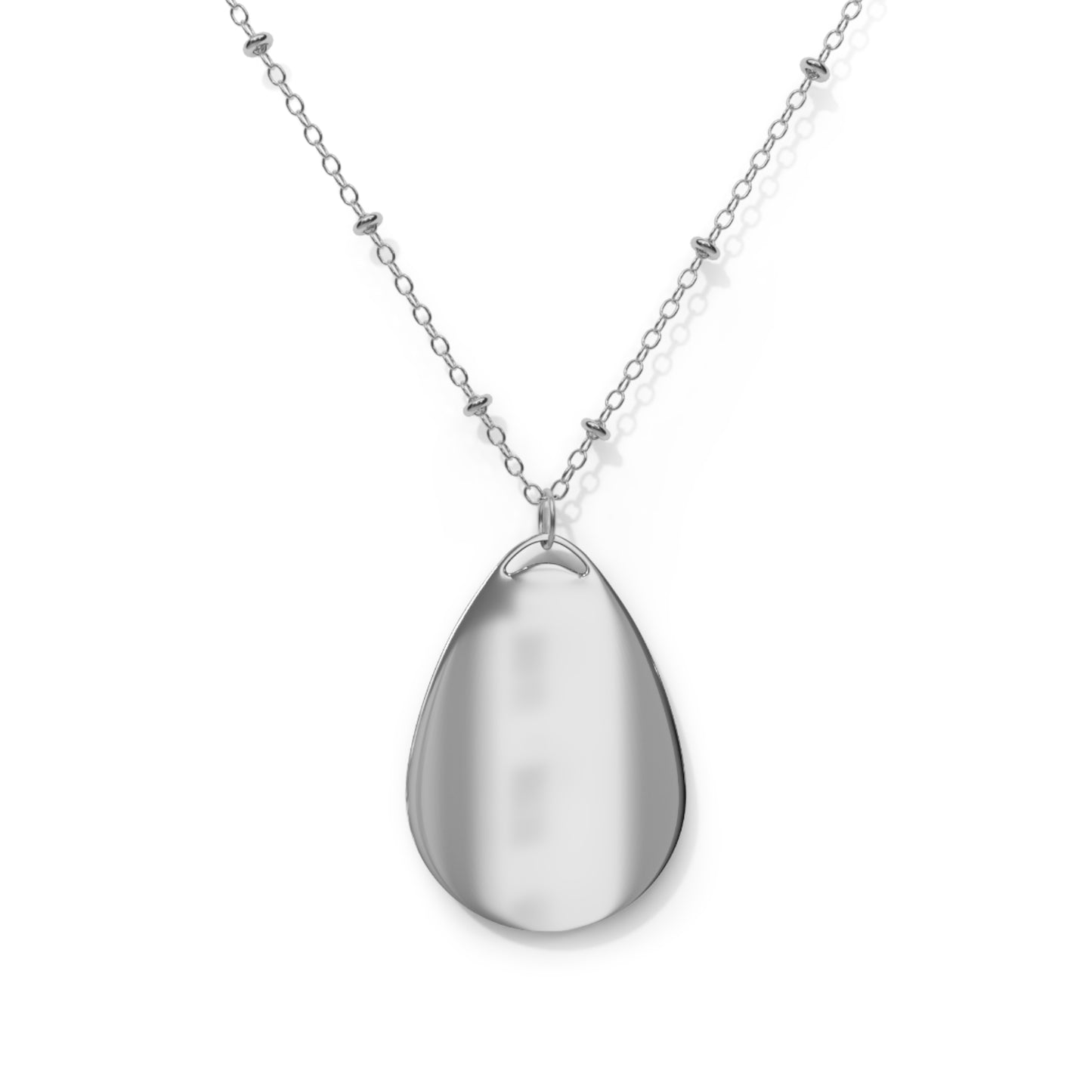 Zebra Oval Necklace — Silver Teardrop Pendant with Black Zebra Art