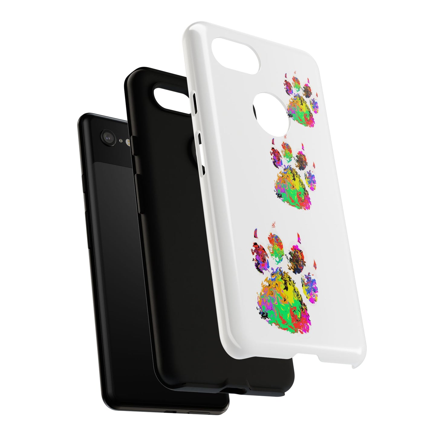 Phone Case — Colorful Paw Print Tough Case, Pet Lover Protective Phone Cover