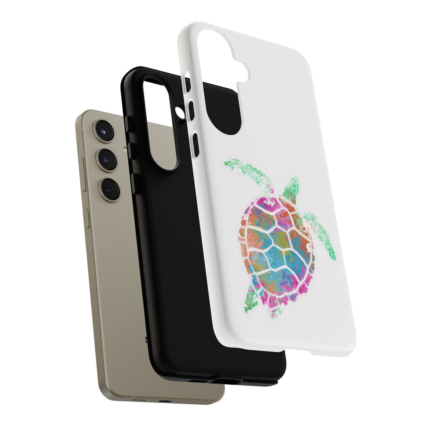 Sea Turtle Tough Phone Case — Colorful Watercolor Turtle Protective Cover