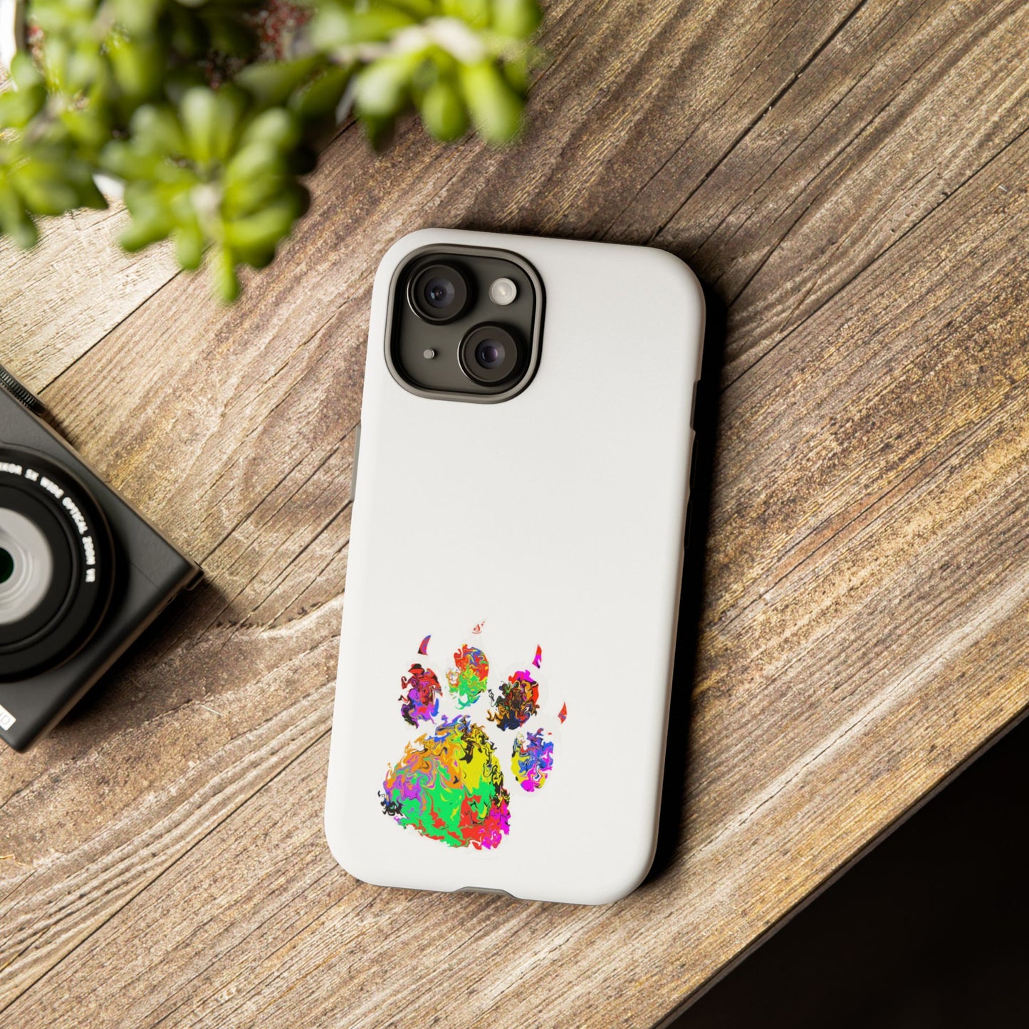 Colorful Paw Print Phone Case — Protective Pet Lover iPhone Case