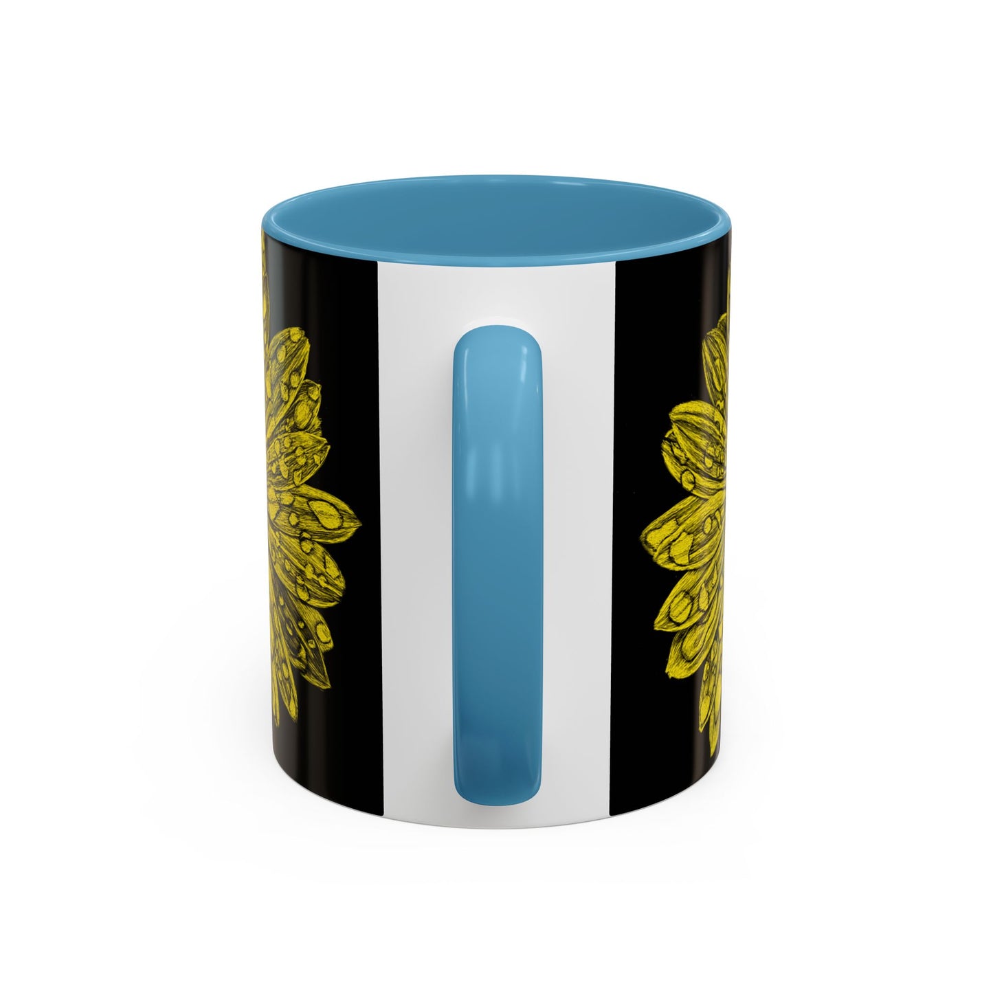 Sunflower Waterdrop Accent Coffee Mug — Yellow Floral 11/15oz